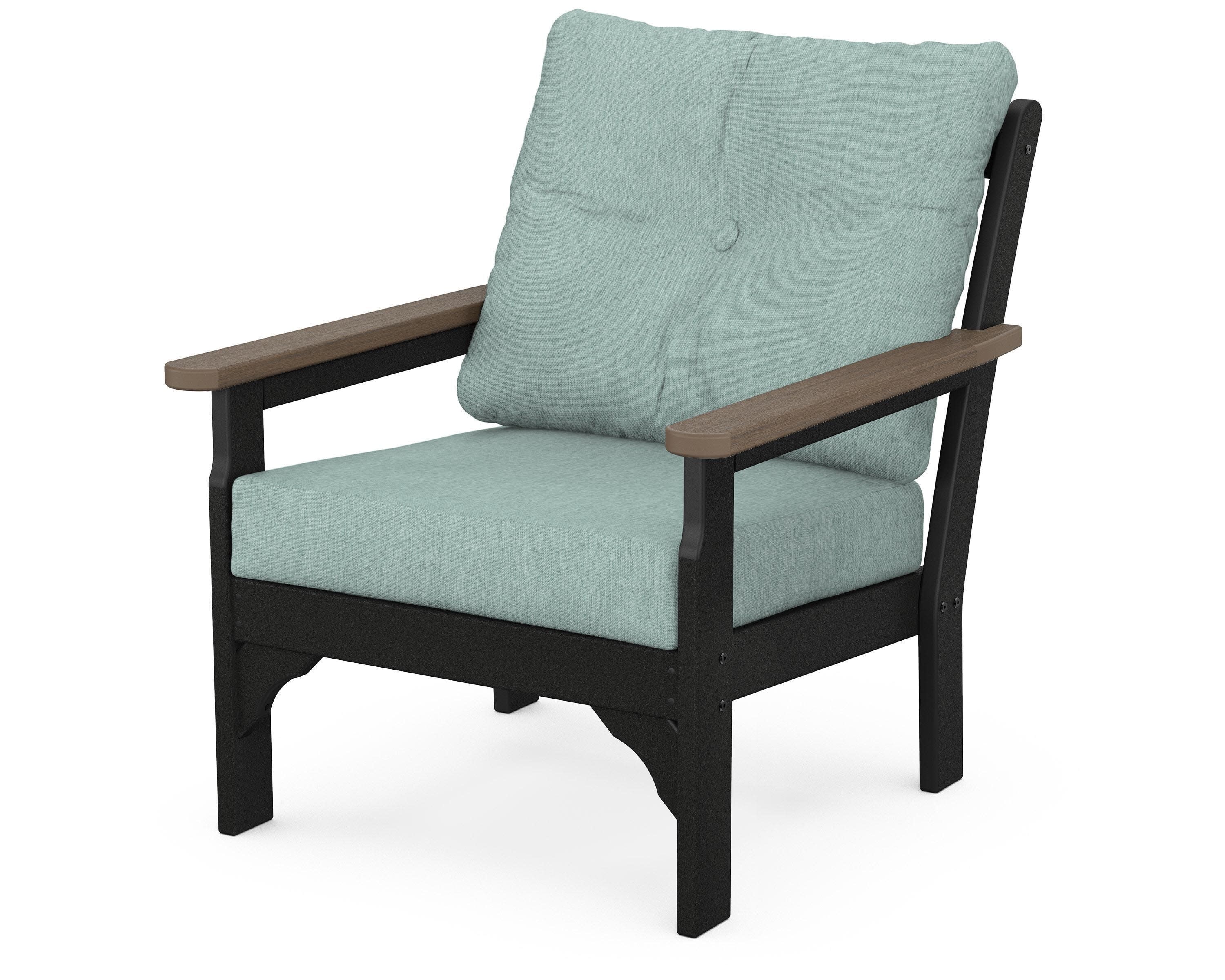 Vineyard Deep Seating Chair in Black / Kona / Glacier Spa