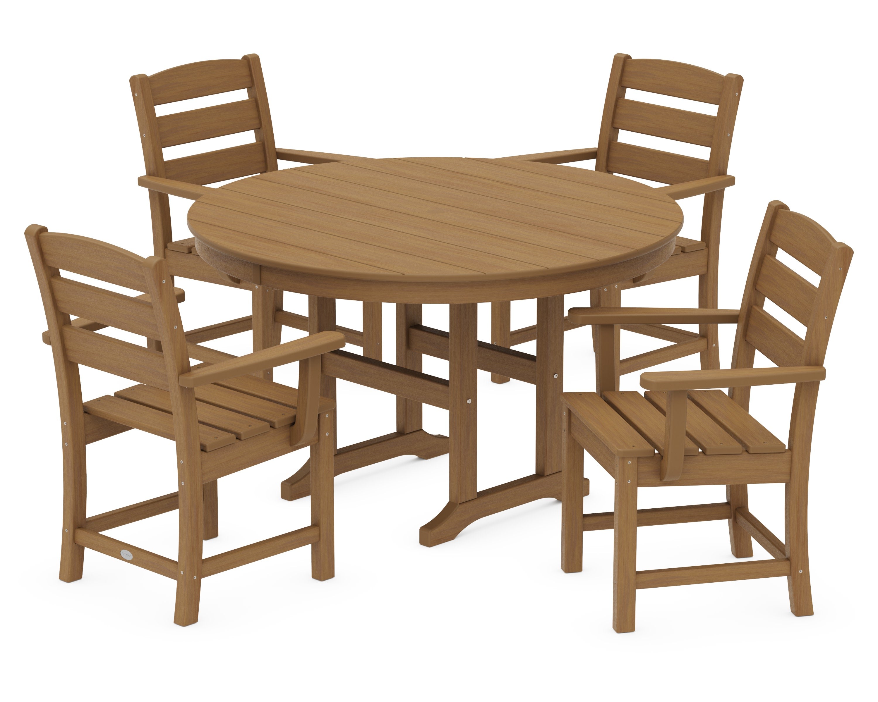 Lakeside 5-Piece Round Farmhouse Dining Set in Natural