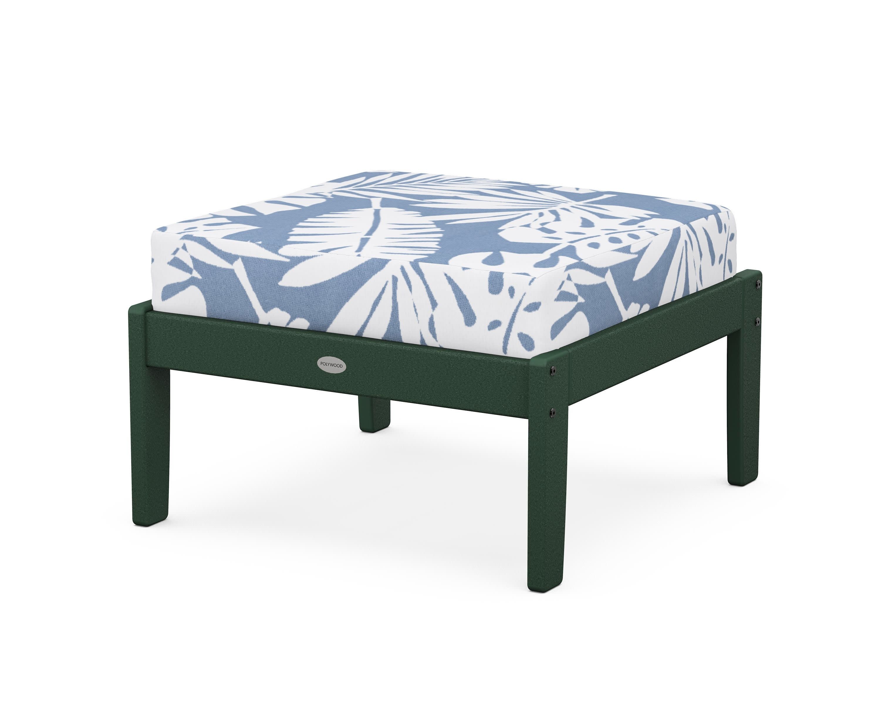 Braxton Deep Seating Ottoman in Green / Leaf Sky Blue
