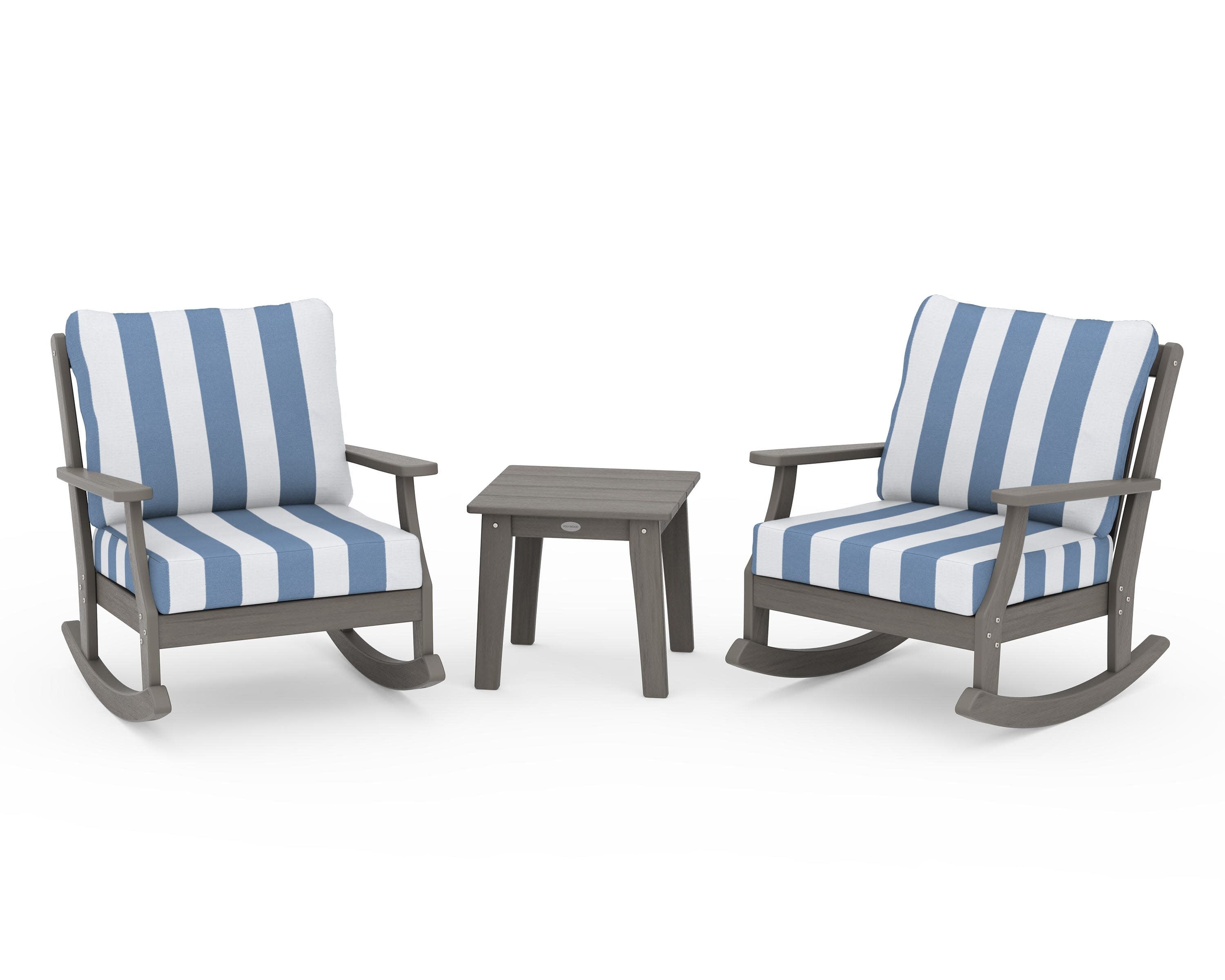 Braxton 3-Piece Deep Seating Rocker Set in Driftwood / Cabana Stripe Sky Blue
