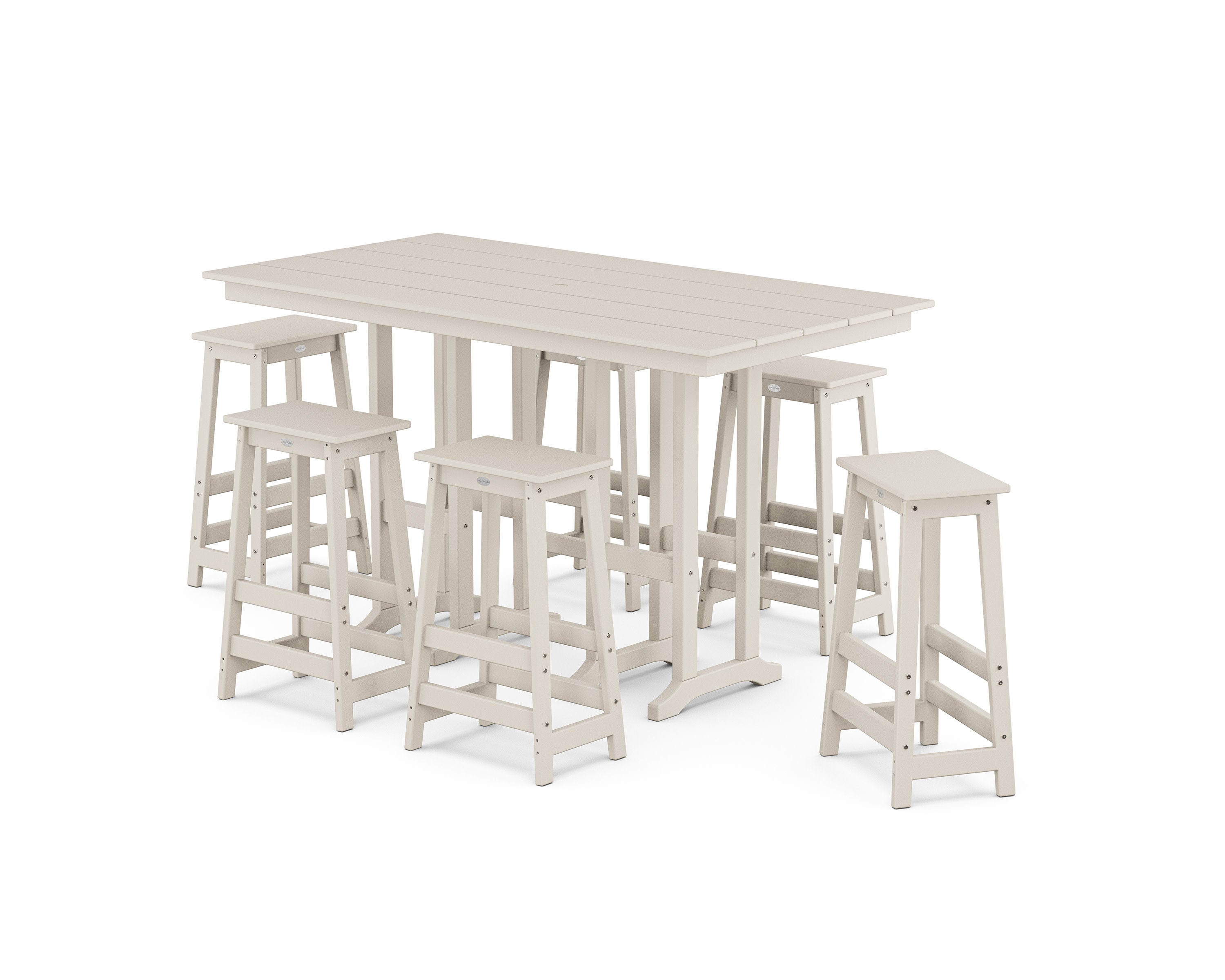 Modern Studio Bar Stool 7-Piece Set in Sand