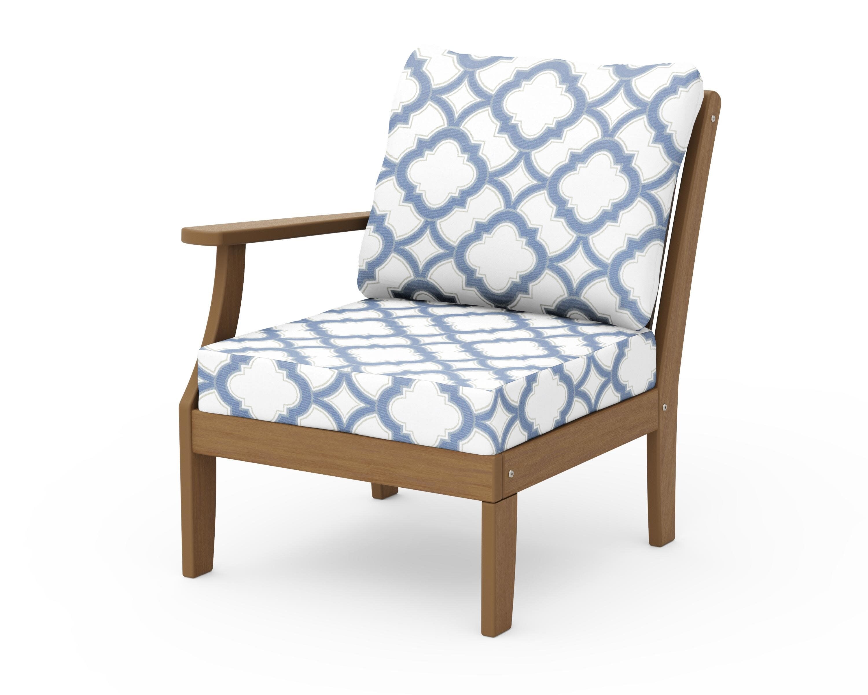 Braxton Modular Left Arm Chair in Natural / Trellis Sky Blue