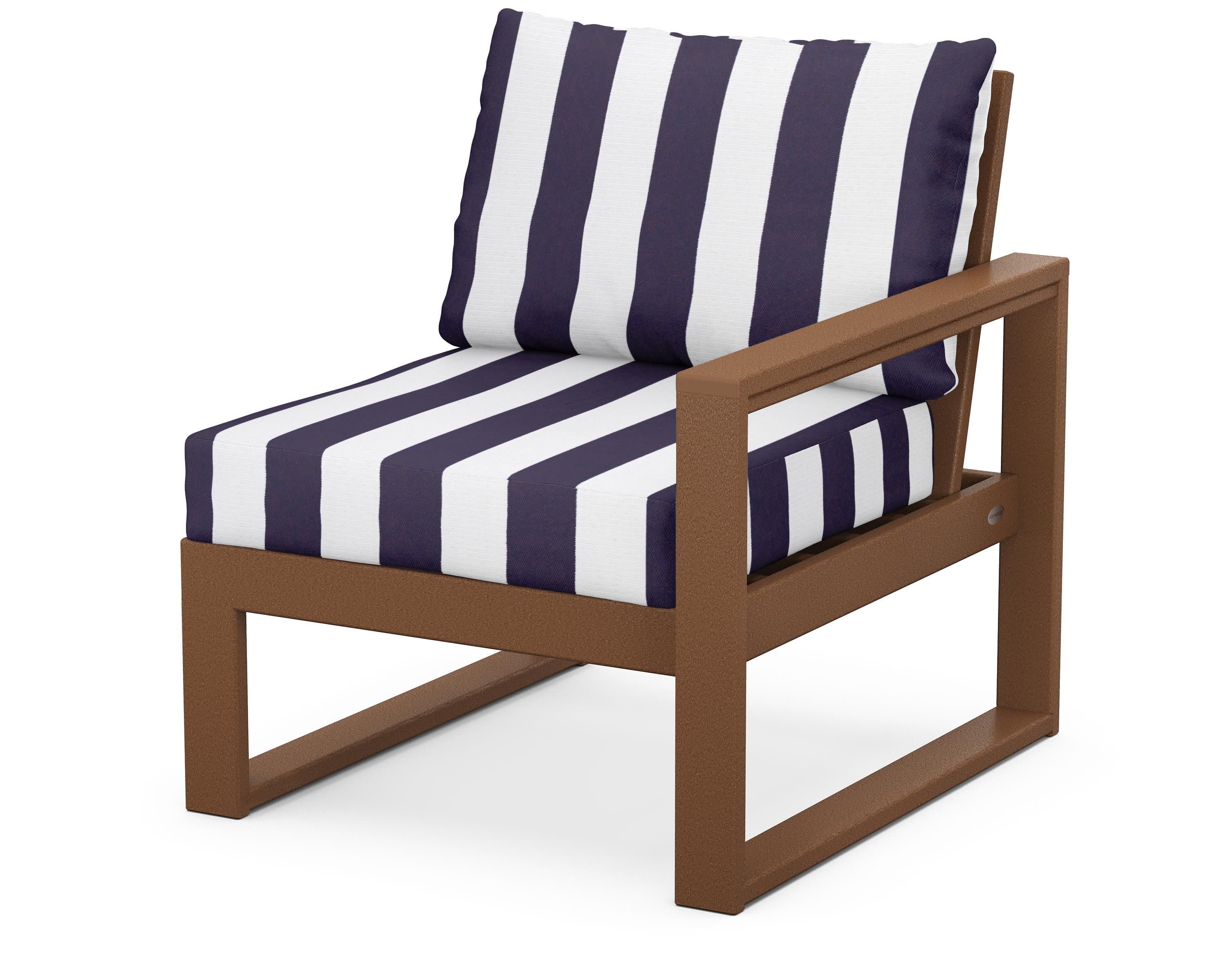 EDGE Modular Right Arm Chair in Teak / Cabana Stripe Navy