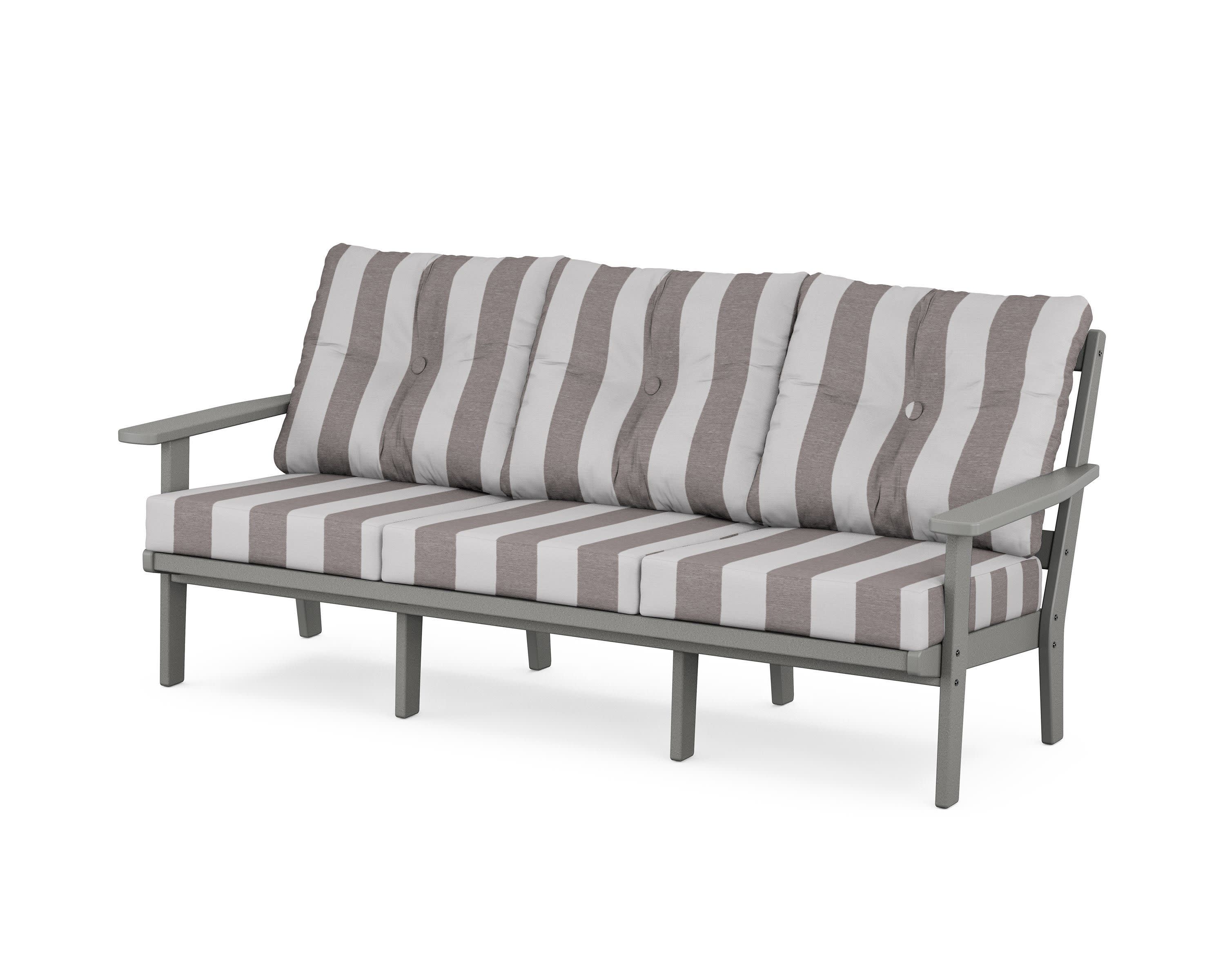 Oxford Deep Seating Sofa in Slate Grey / Cabana Stripe Grey Mist