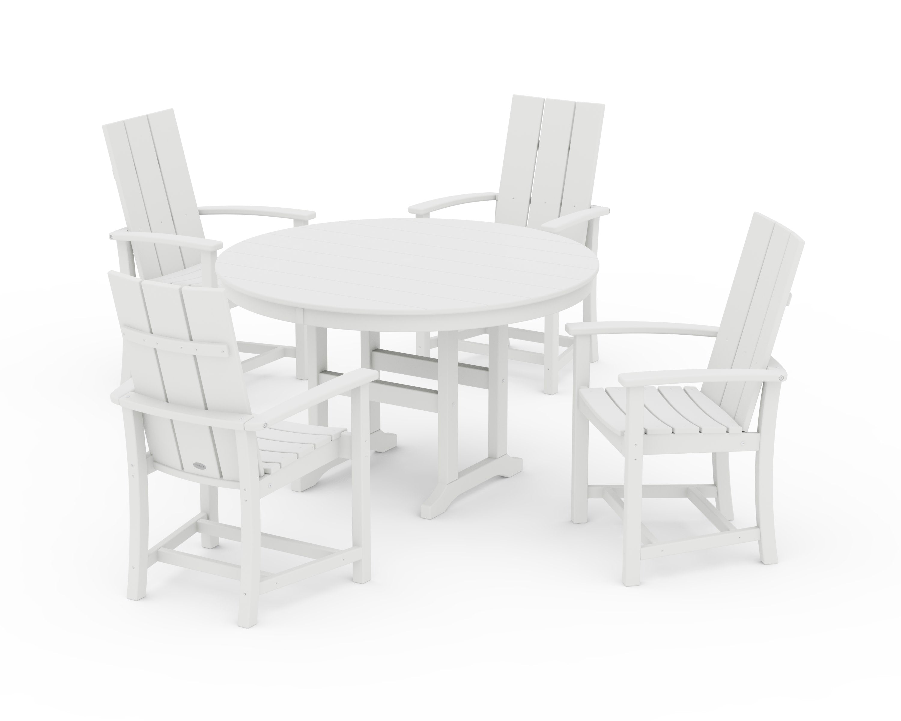 Modern Adirondack 5-Piece Round Farmhouse Dining Set in White