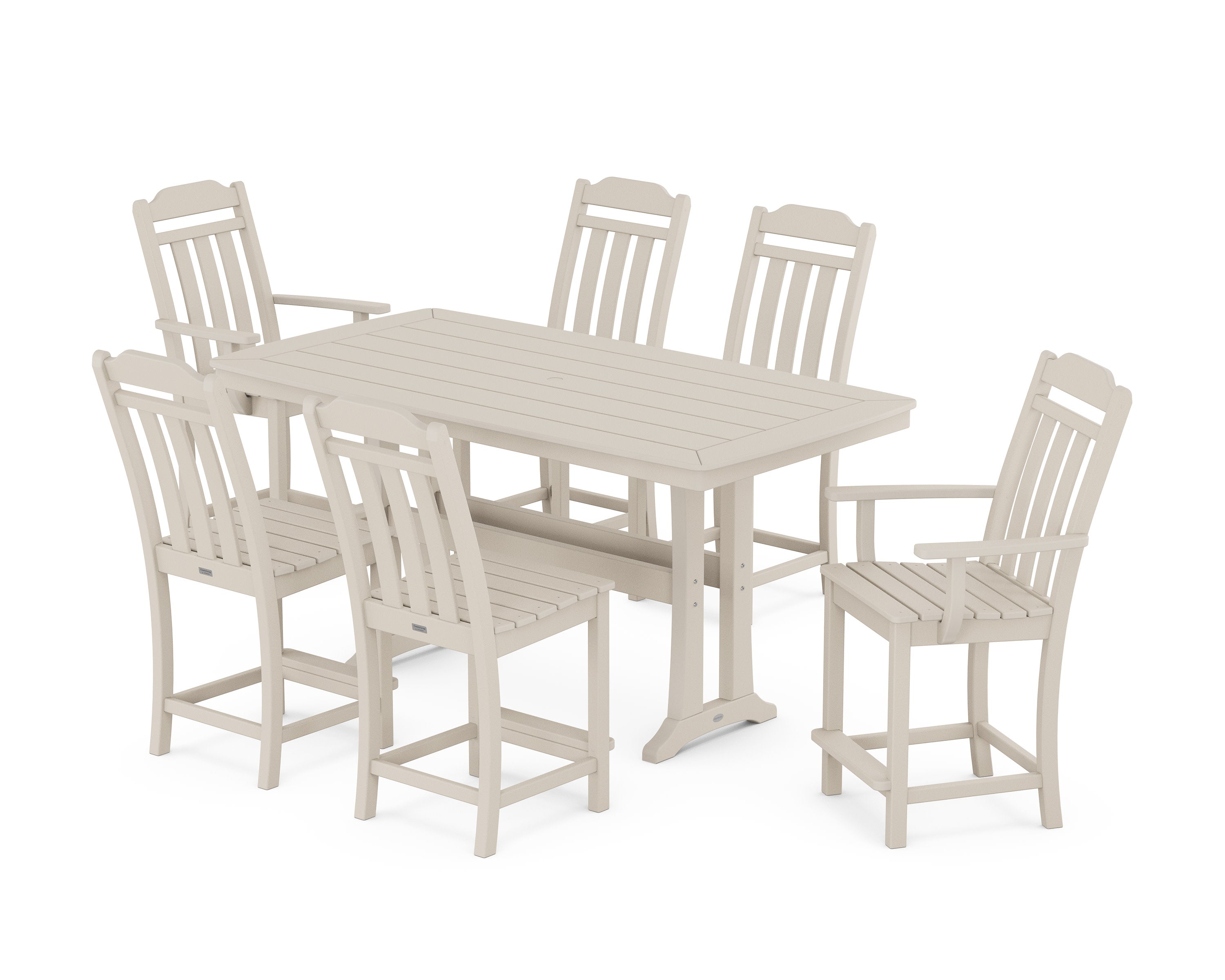 Cottage 7-Piece Counter Set with Trestle Legs in Sand