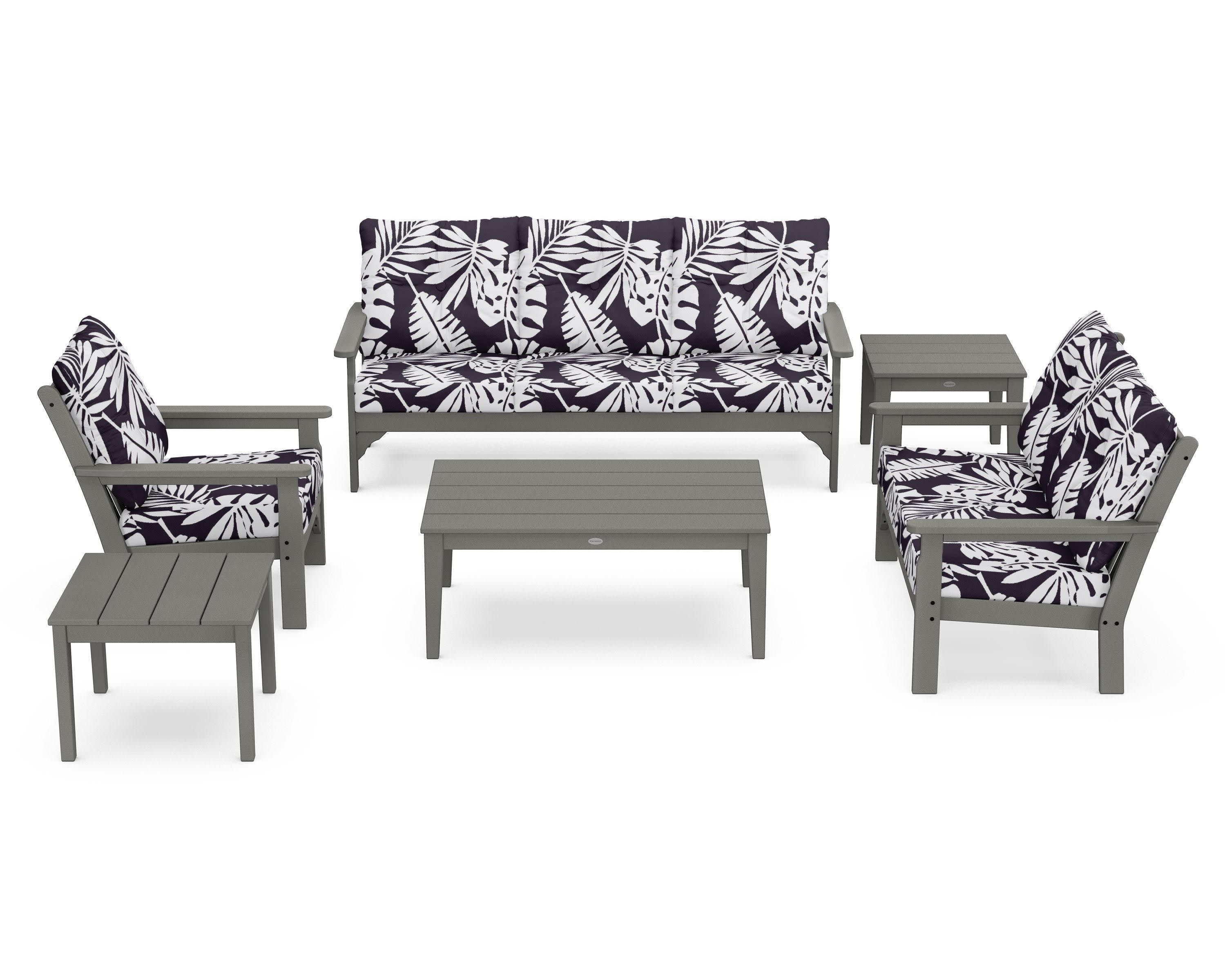Vineyard 6-Piece Deep Seating Set in Slate Grey / Leaf Navy