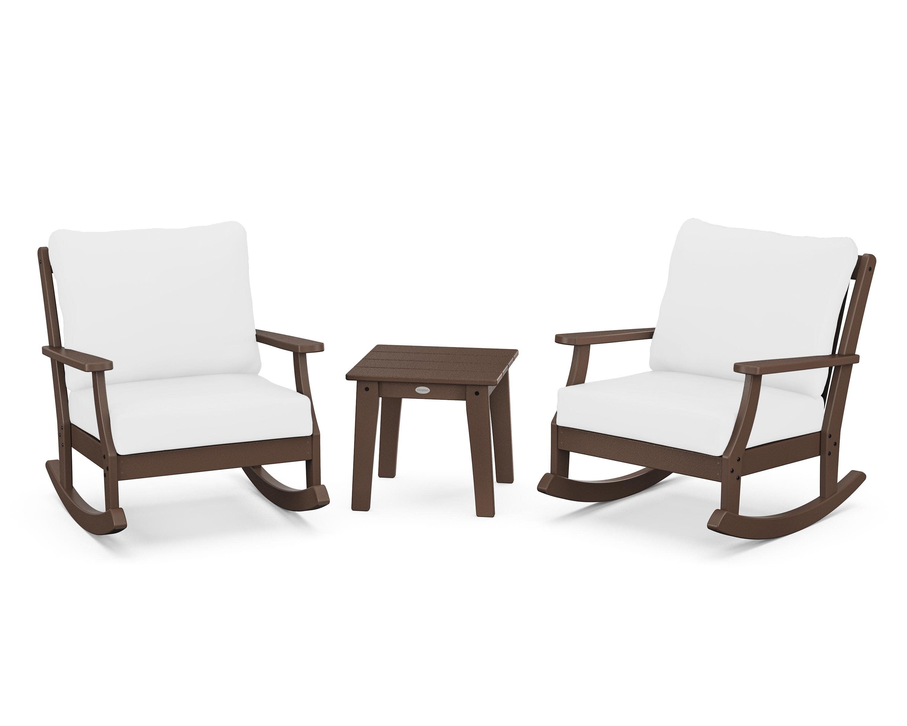 Braxton 3-Piece Deep Seating Rocker Set in Mahogany / Natural