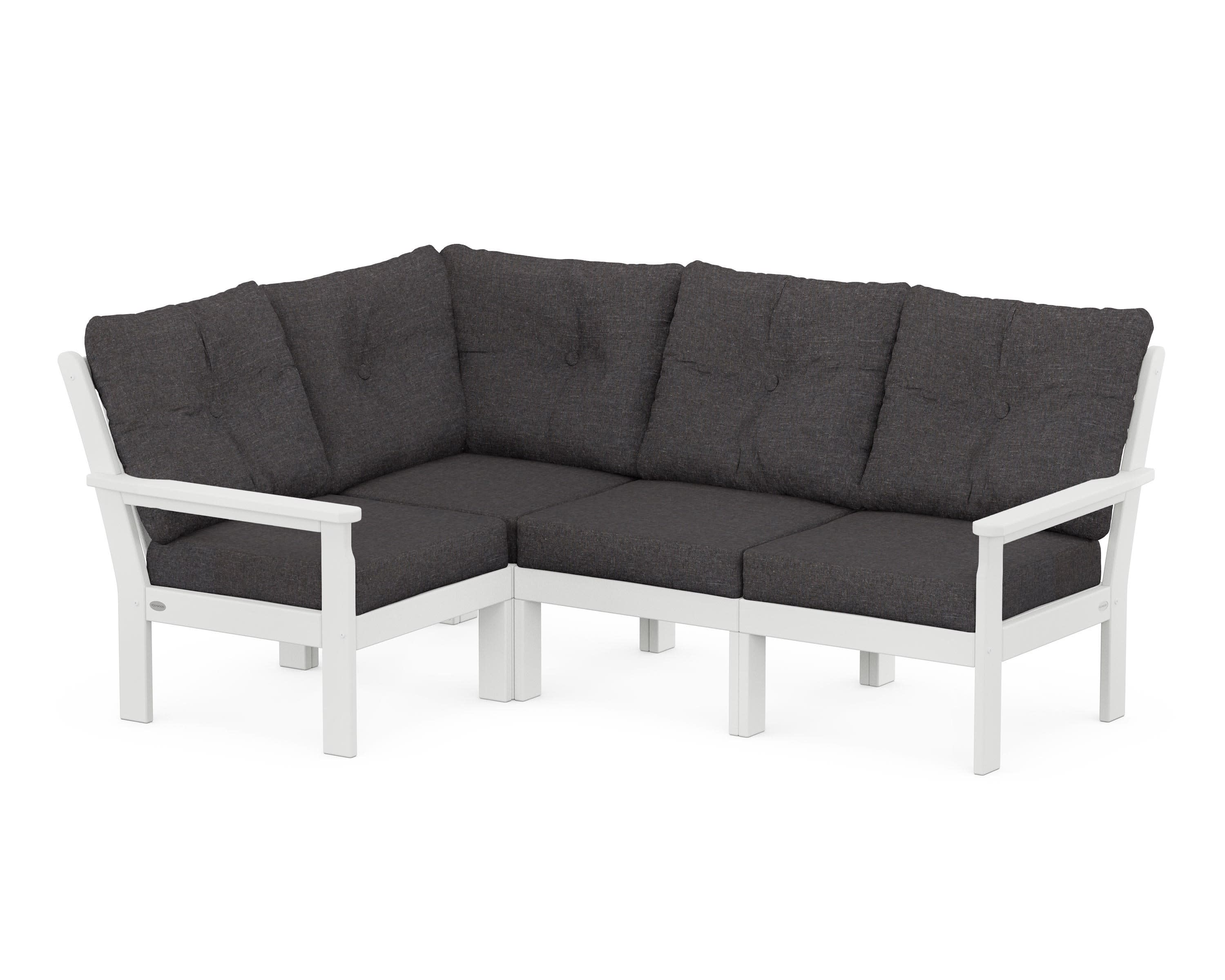 Vineyard 4-Piece Sectional in White / Ash Charcoal