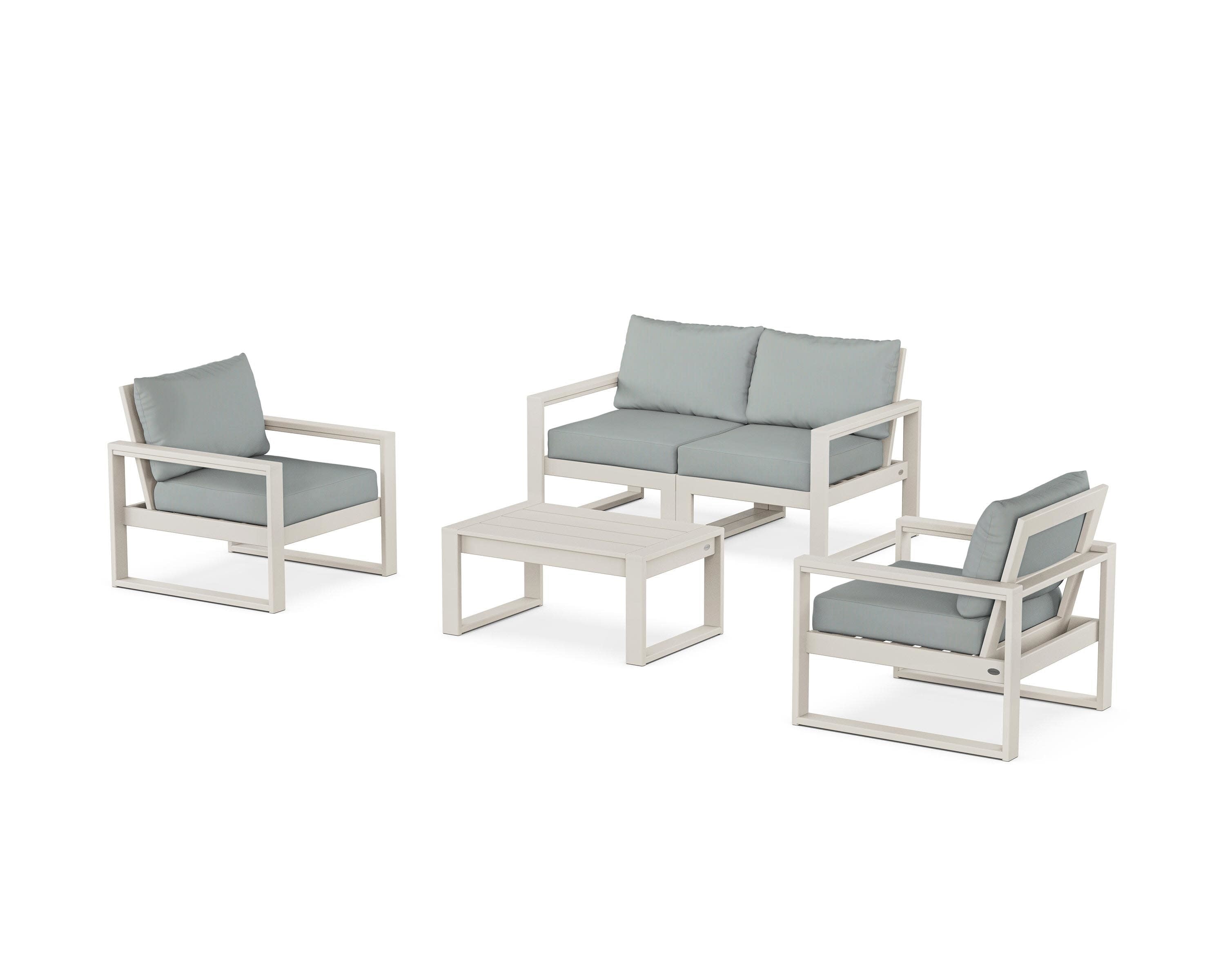 EDGE Sectional 4-Piece Deep Seating Set with Loveseat in Sand / Spa