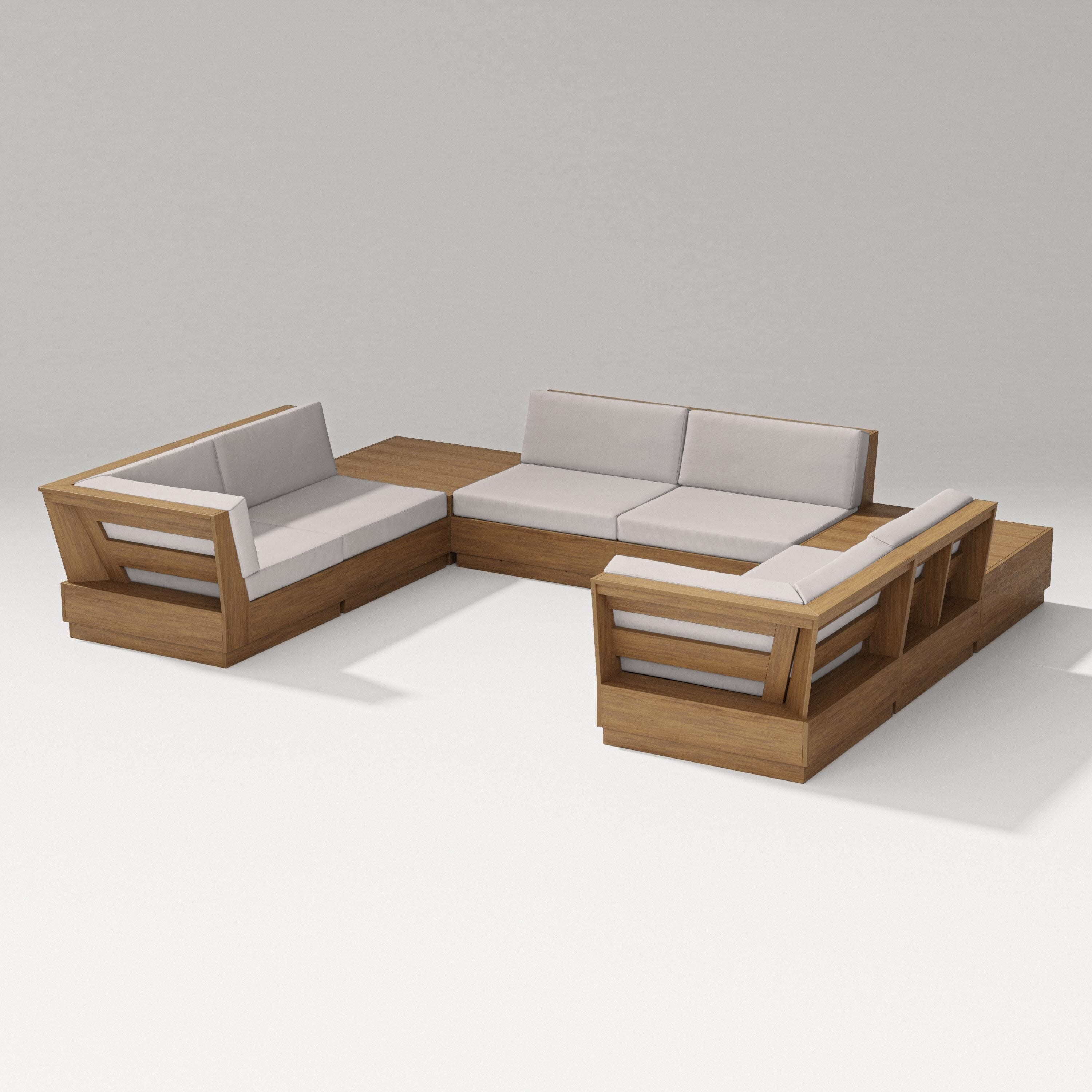 Elevate 8-Piece U-Shaped Sectional in Natural / Dune Burlap