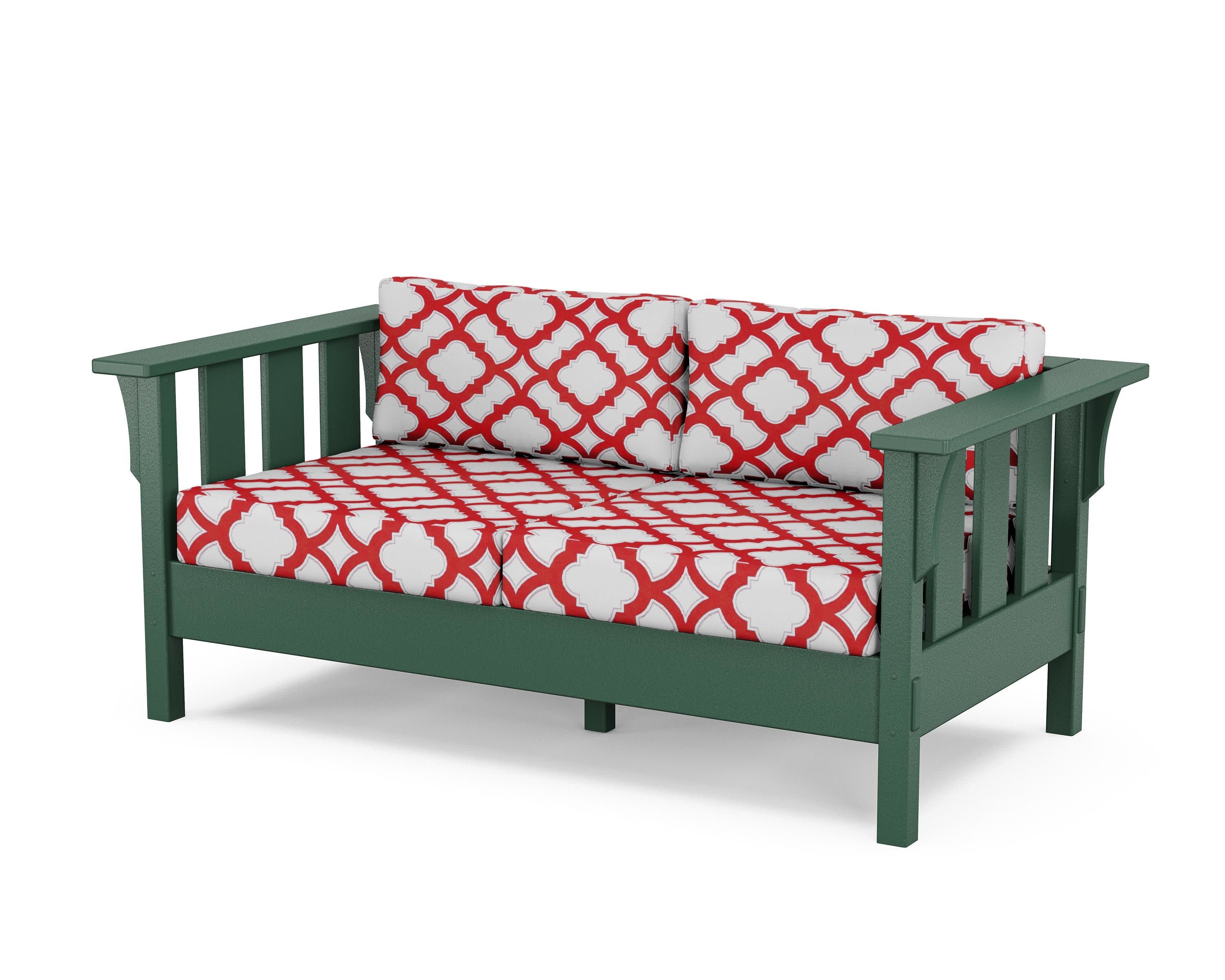 Acadia Deep Seating Loveseat in Green / Trellis Crimson