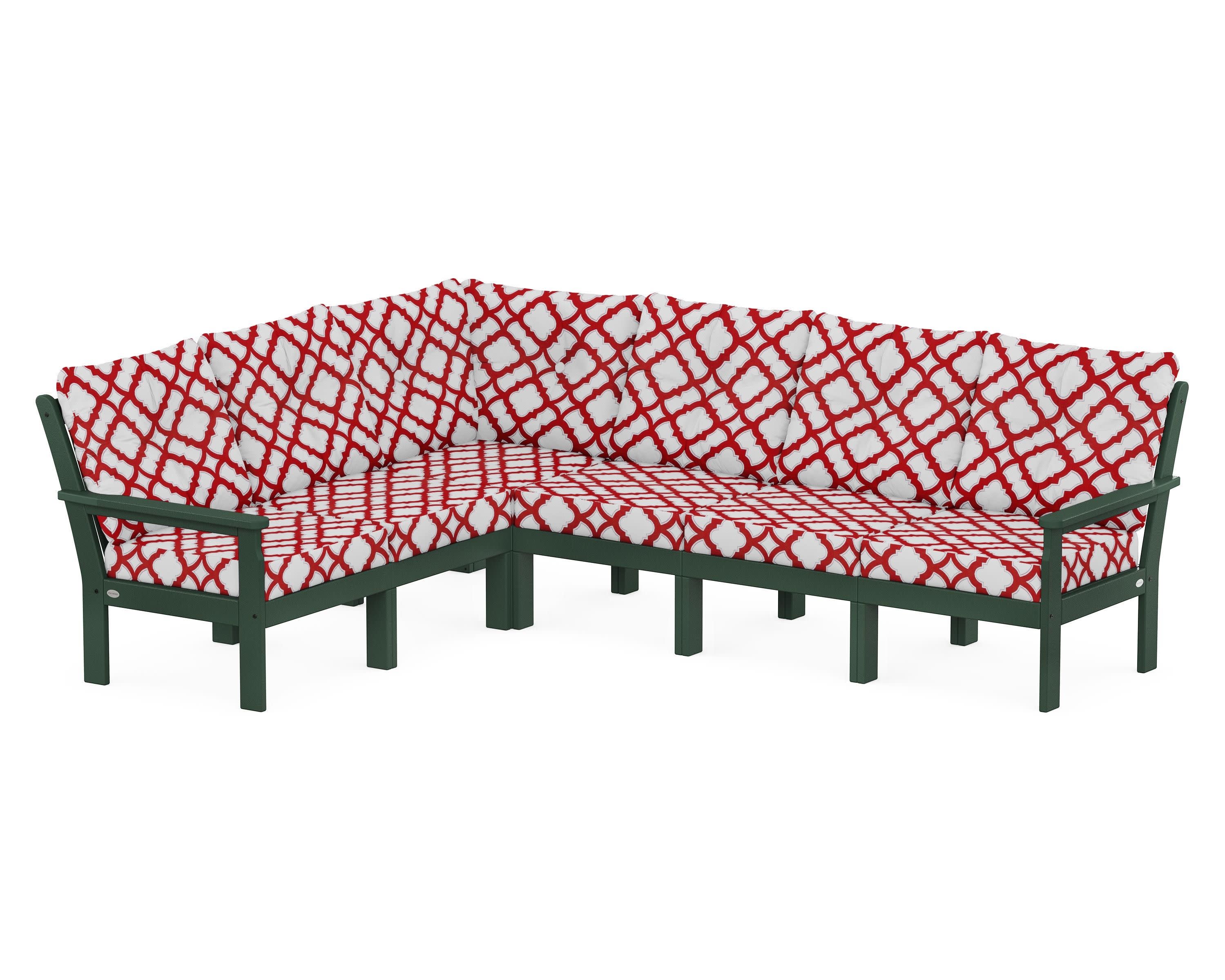 Vineyard 6-Piece Sectional in Green / Trellis Crimson