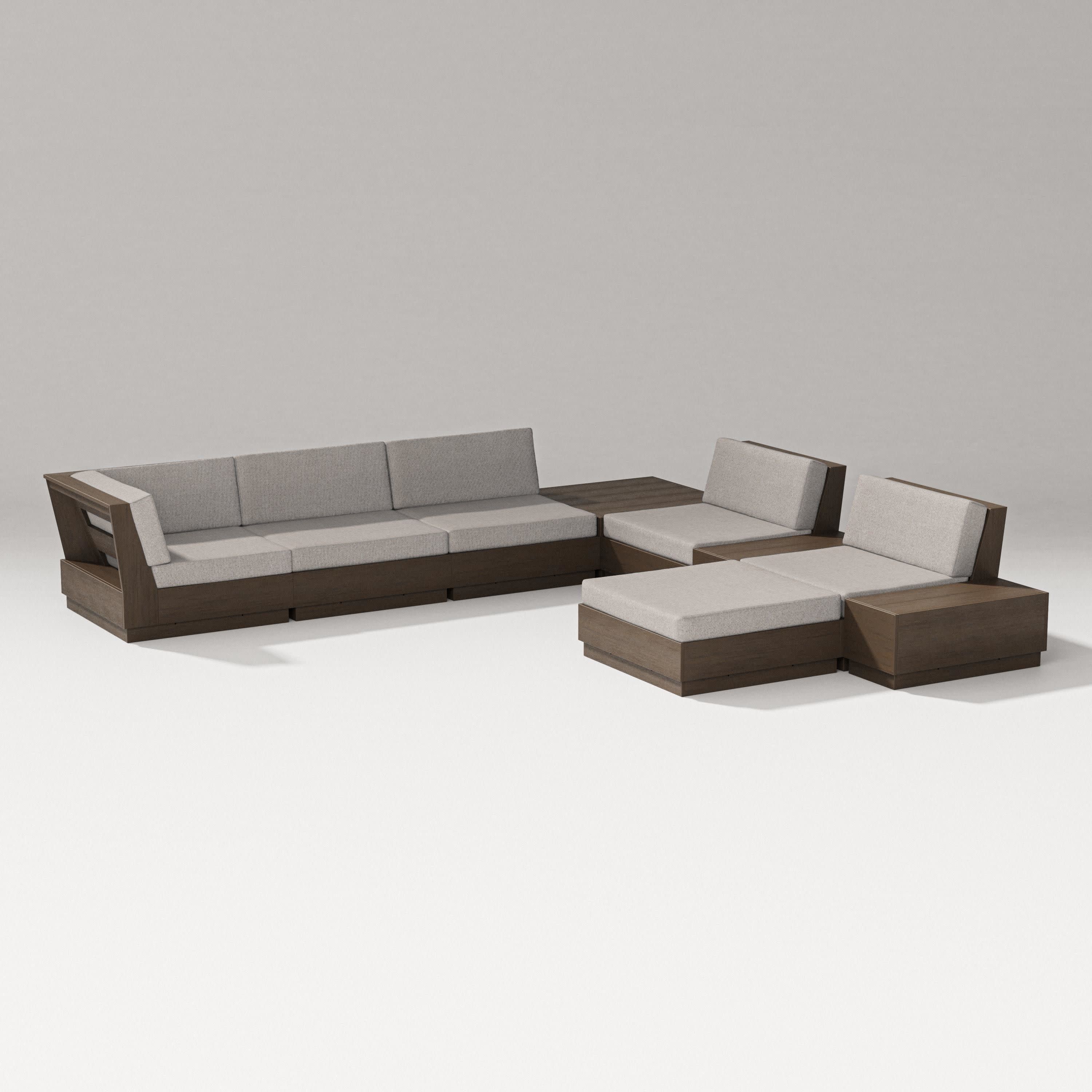 Elevate 9-Piece Conversation Sectional in Kona / Weathered Tweed