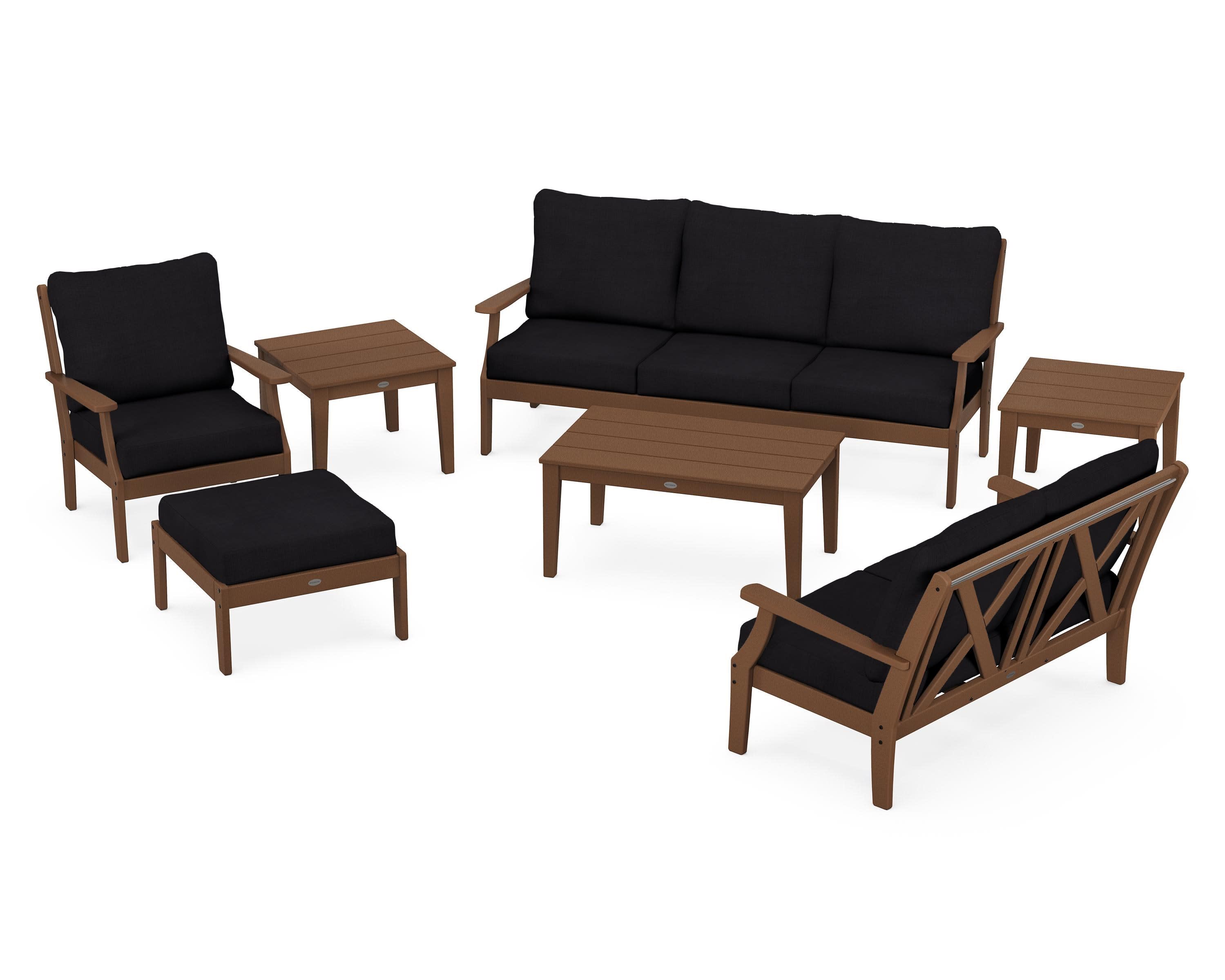 Braxton 7-Piece Deep Seating Set in Teak / Midnight Linen
