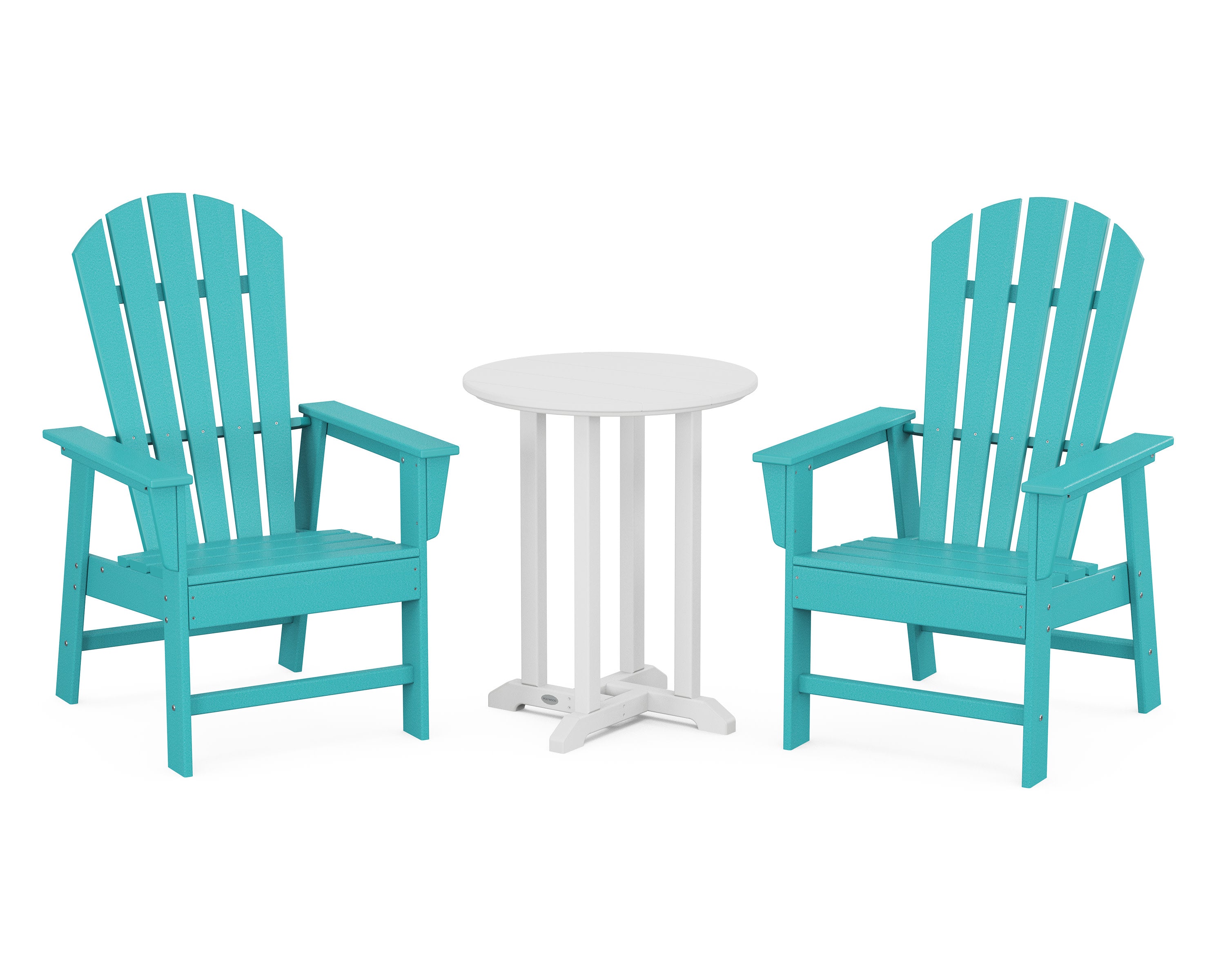 South Beach 3-Piece Round Farmhouse Bistro Dining Set in Aruba / White