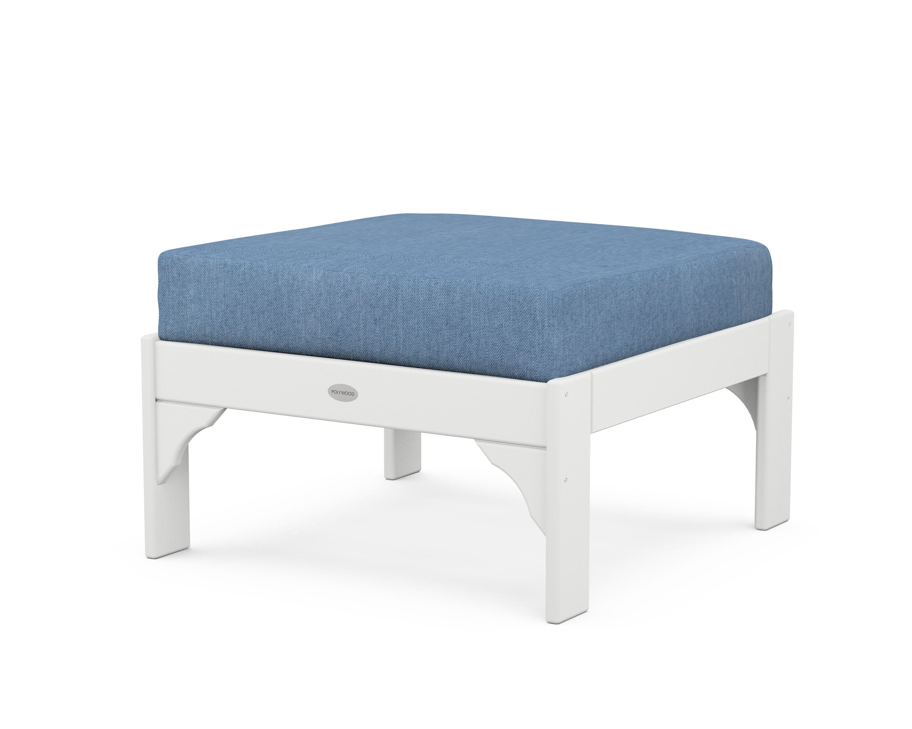 Vineyard Deep Seating Ottoman in White / Sky Blue