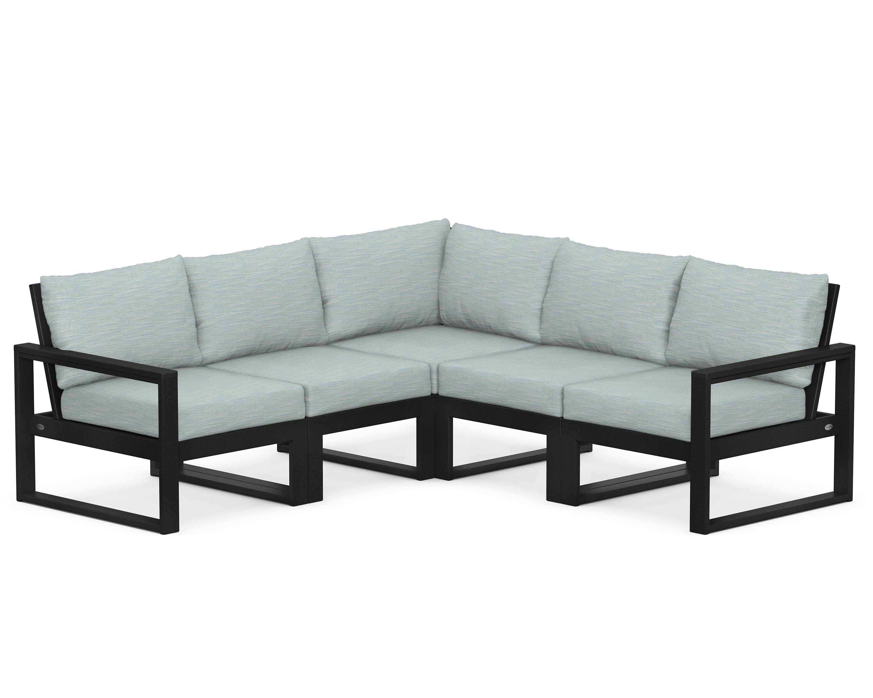 EDGE 5-Piece Modular Deep Seating Set in Black / Soothe Mist