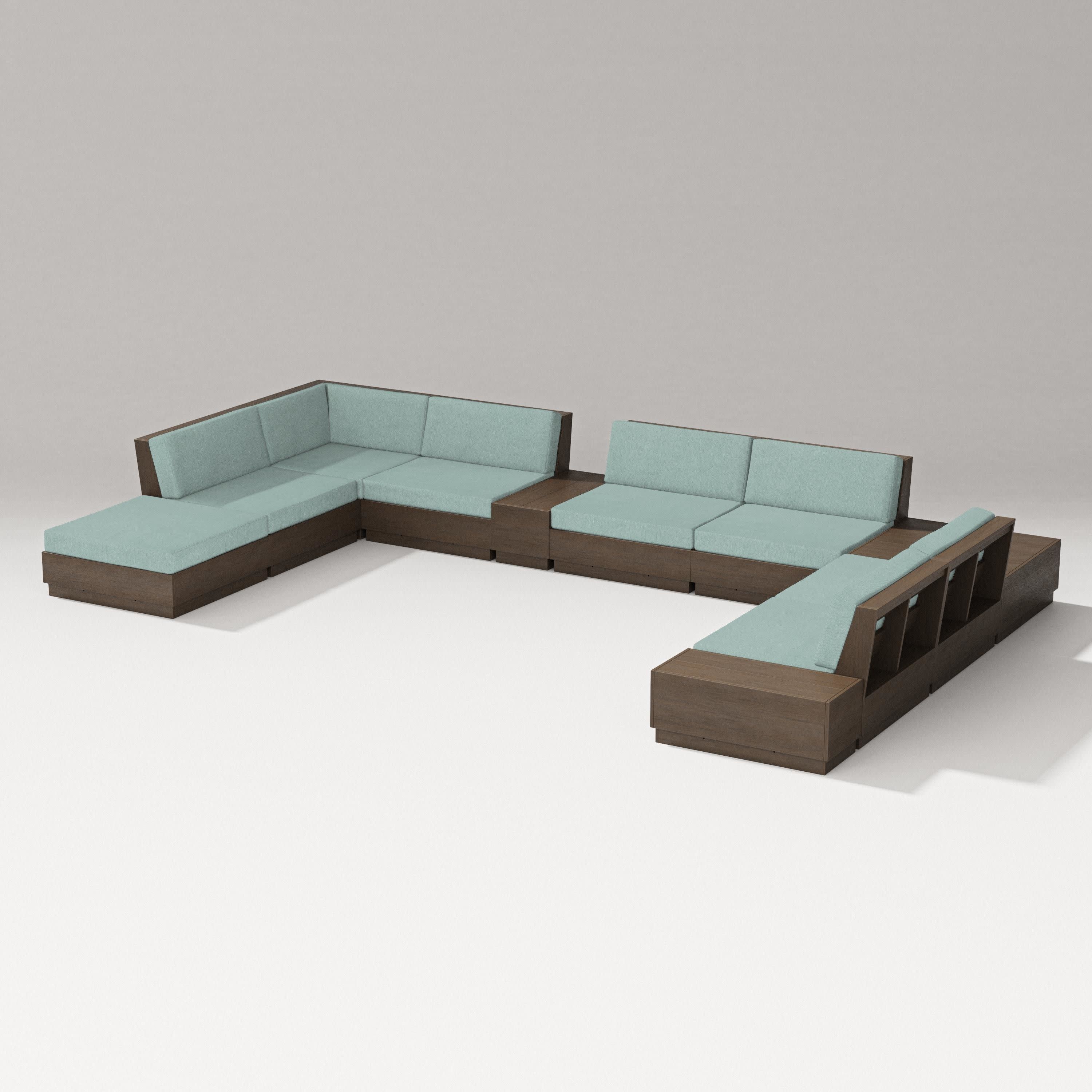 Elevate 11-Piece Conversation Sectional Set in Kona / Glacier Spa