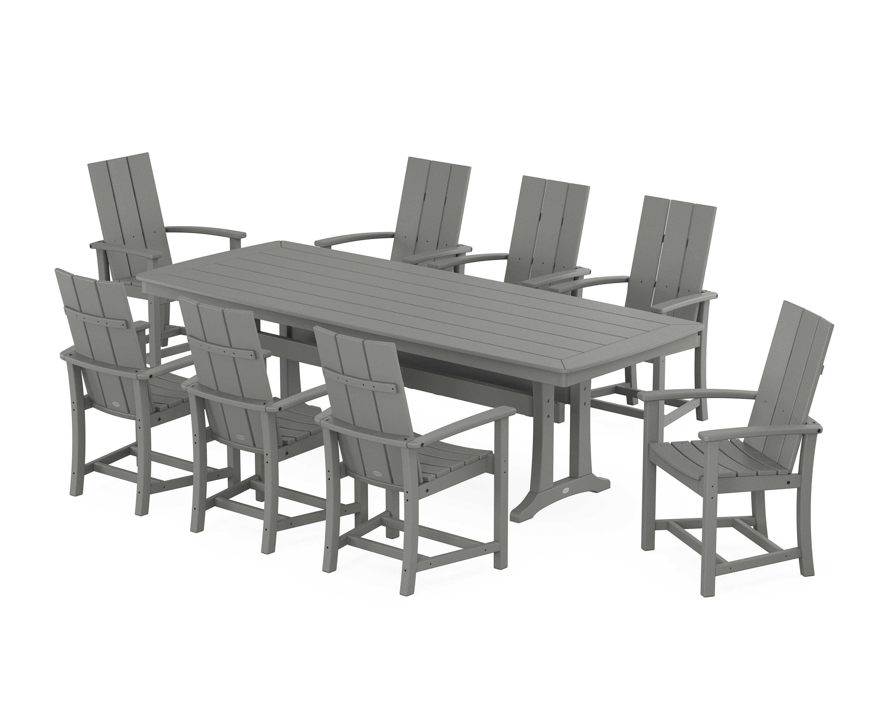 Modern Adirondack 9-Piece Dining Set with Trestle Legs in Slate Grey