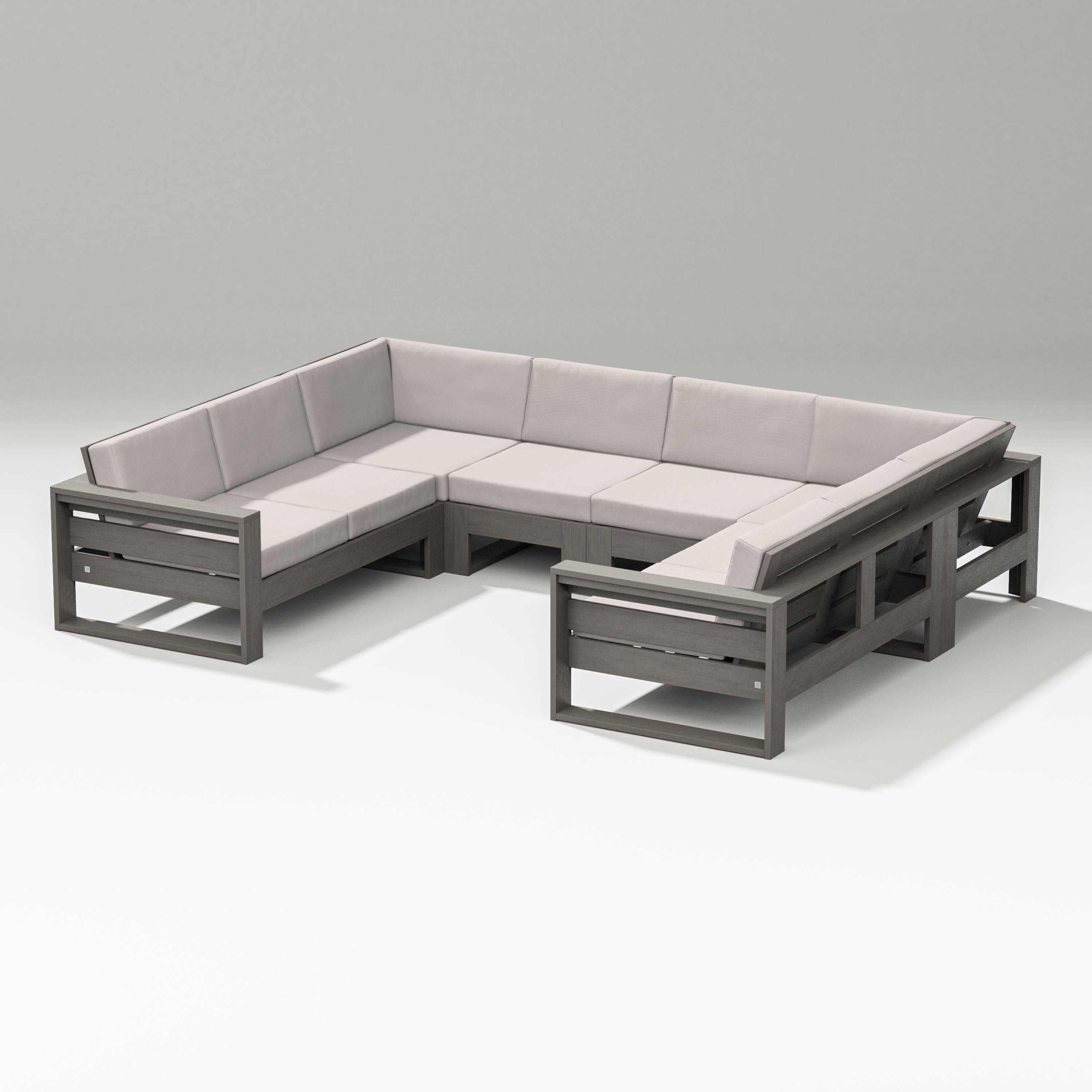 Latitude U-Shaped Sectional in Driftwood / Dune Burlap