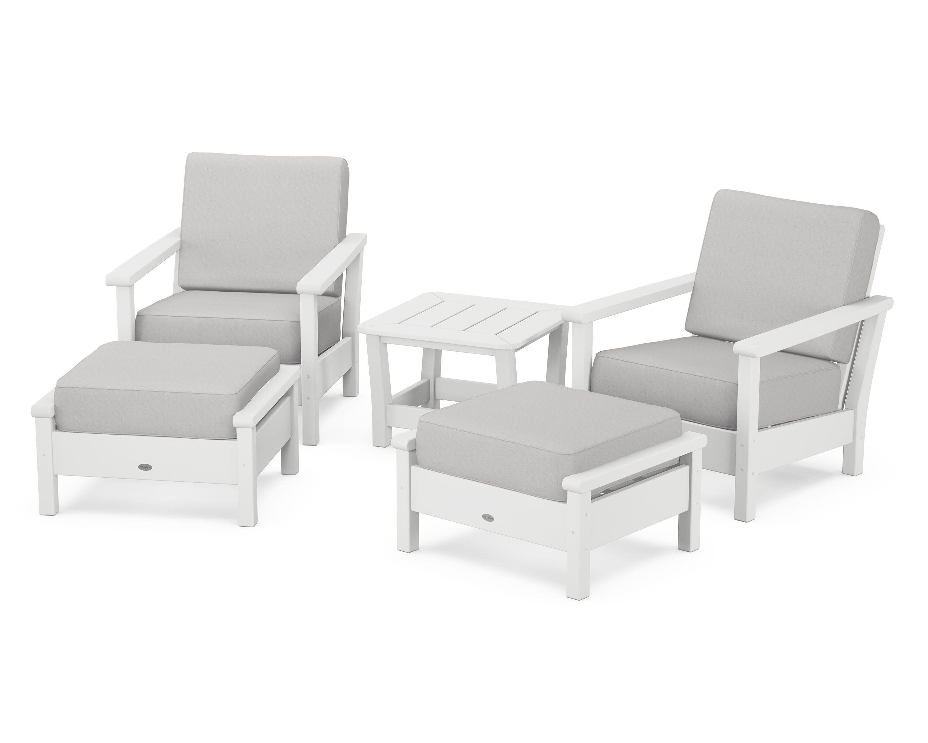 Harbour 5-Piece Deep Seating Chair Set in White / Diamond in the Rough