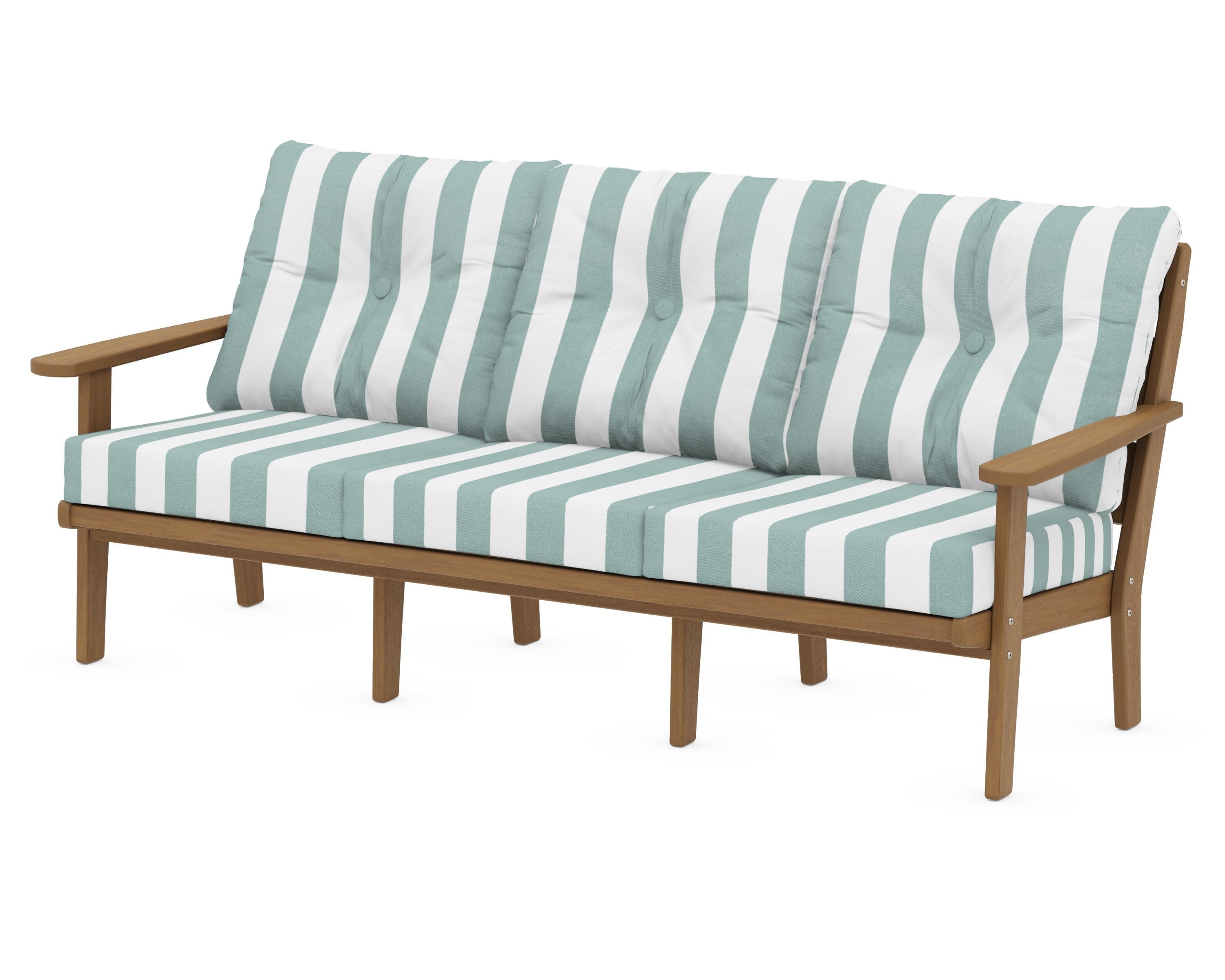 Lakeside Deep Seating Sofa in Natural / Cabana Stripe Glacier Spa