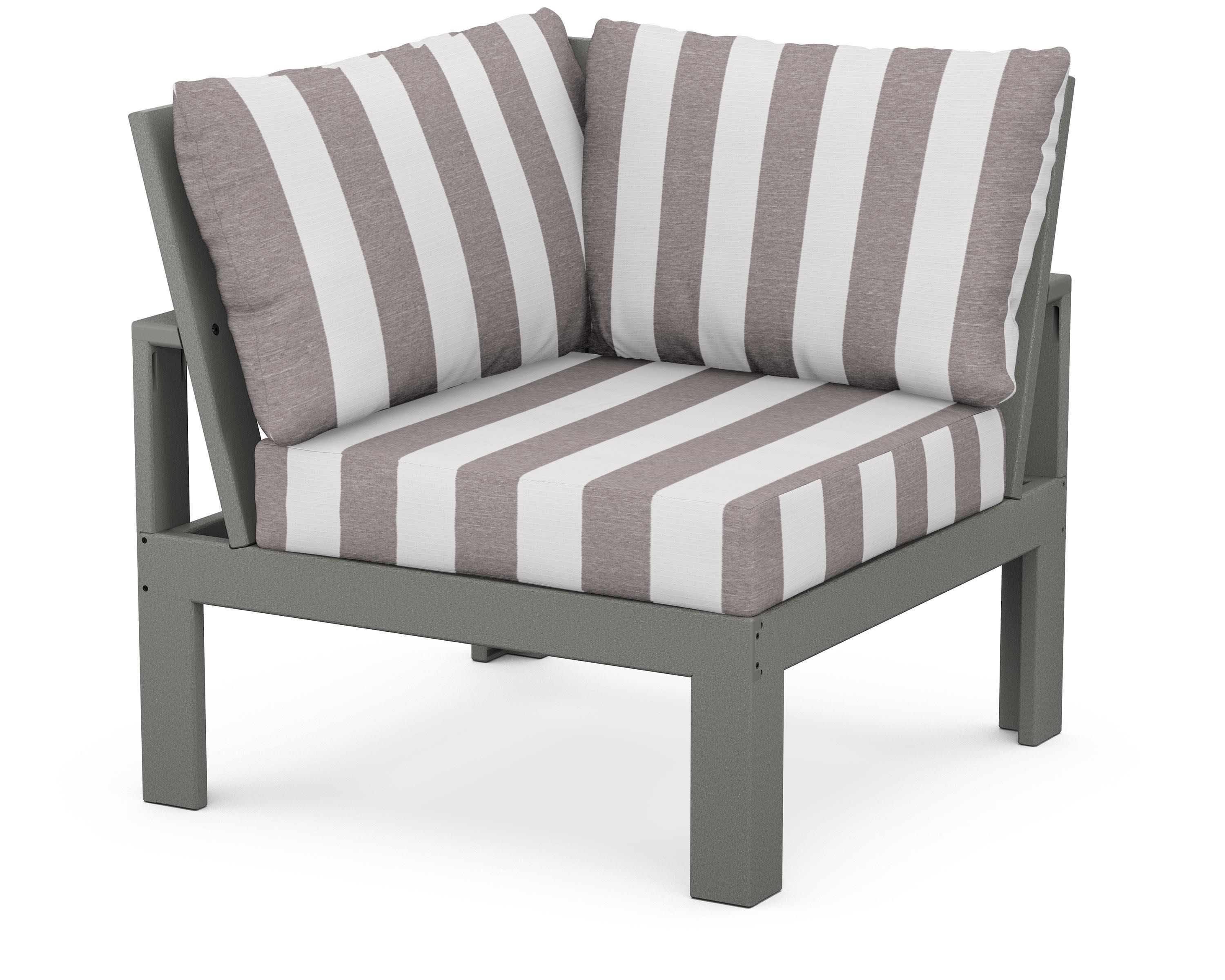 Modular Corner Chair in Slate Grey / Cabana Stripe Grey Mist