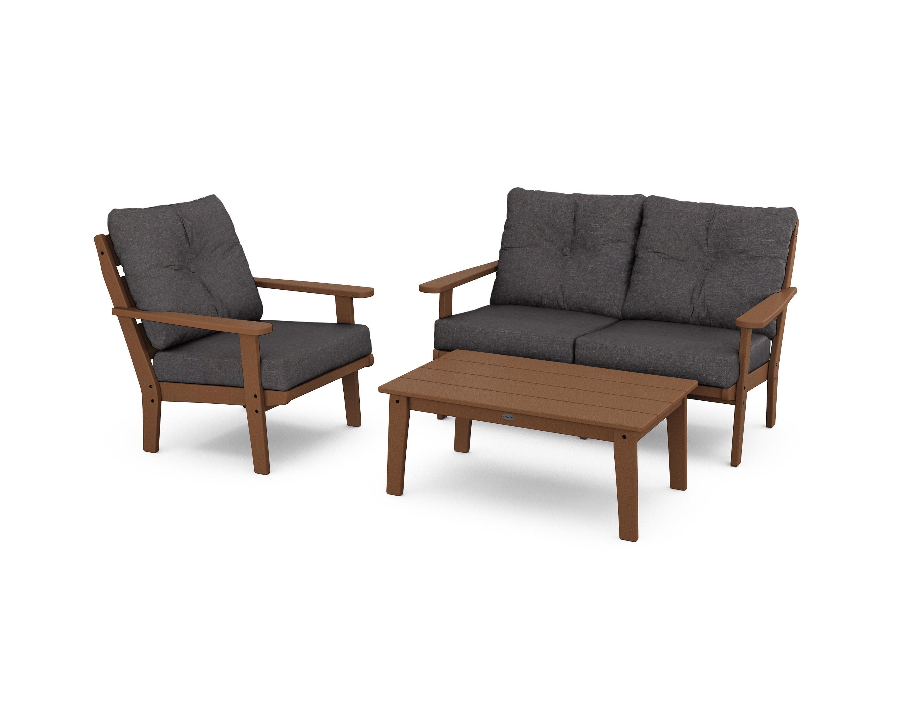 Lakeside 3-Piece Deep Seating Set in Teak / Ash Charcoal