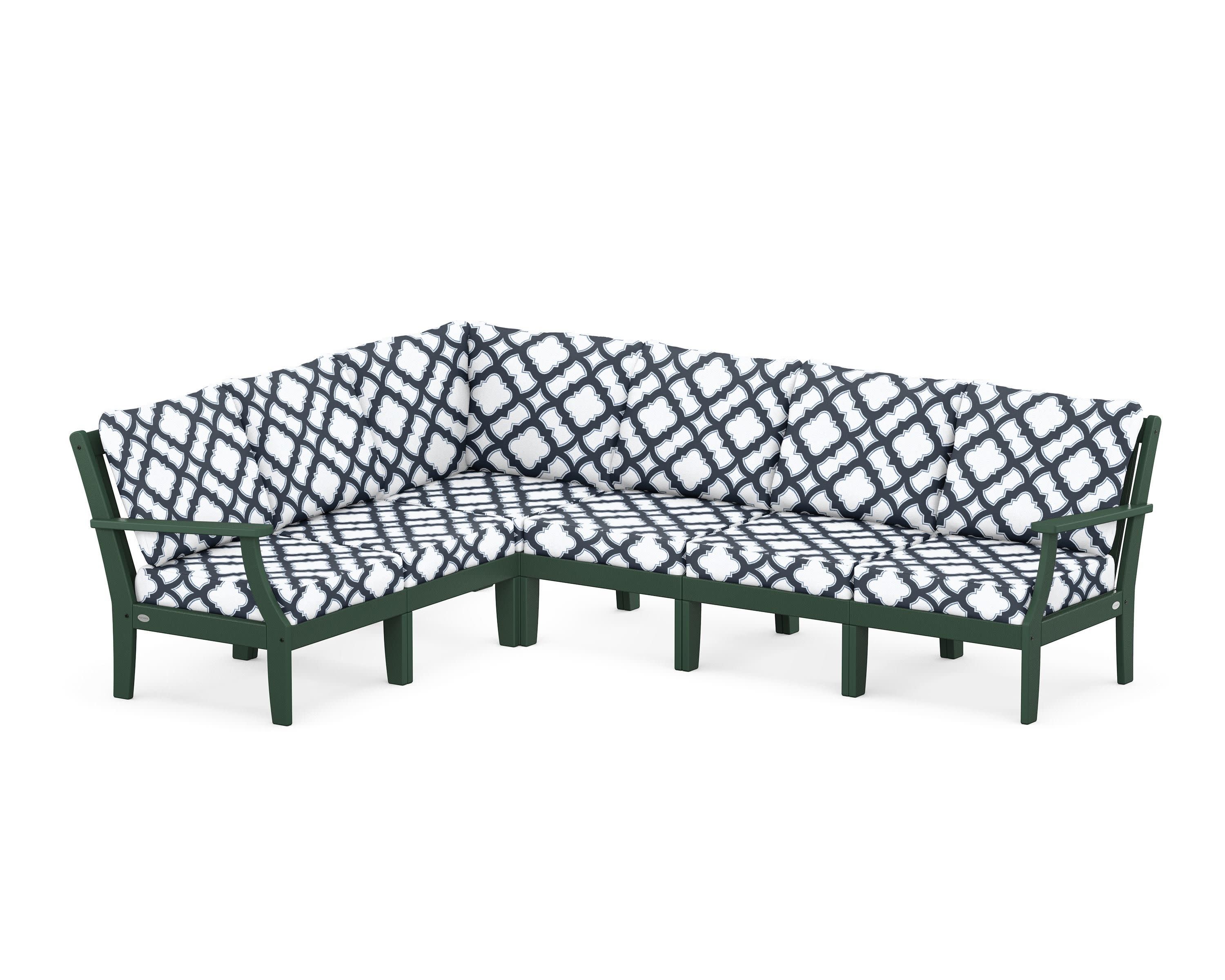 Braxton Modular 6-Piece Deep Seating Set in Green / Trellis Marine Indigo