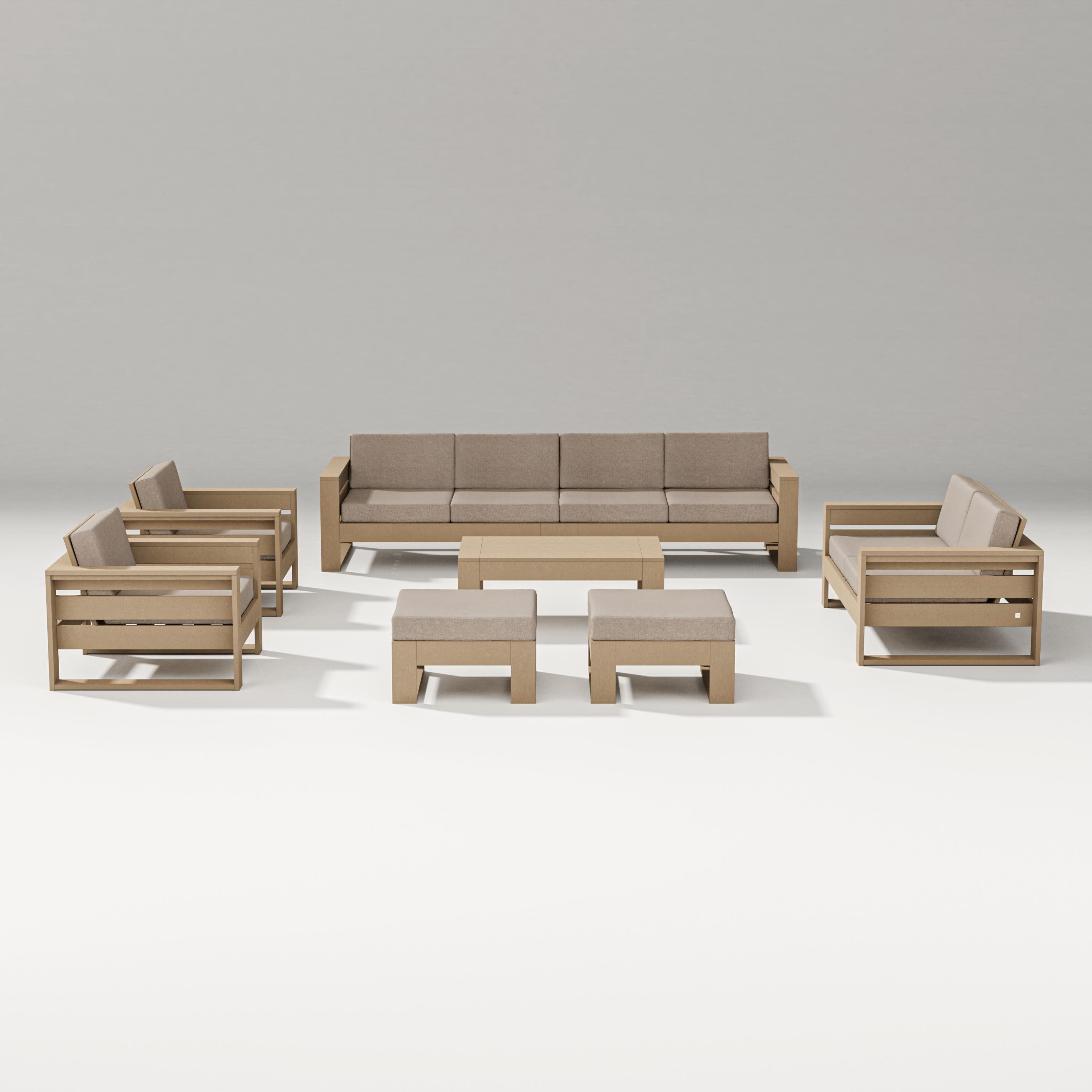 Latitude 8-Piece Lounge Sofa Set in Vintage Sahara / Spiced Burlap
