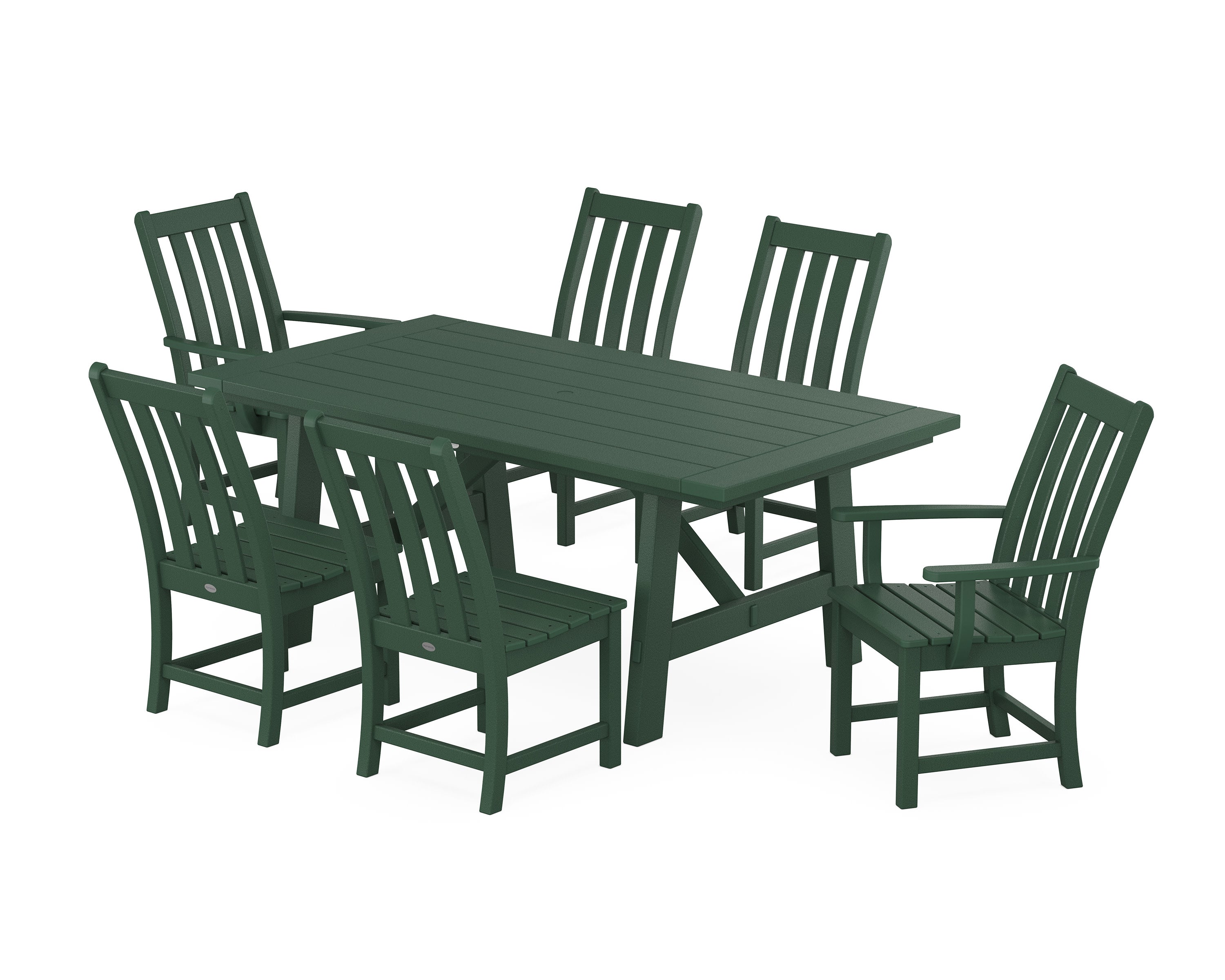 Vineyard 7-Piece Rustic Farmhouse Dining Set in Green