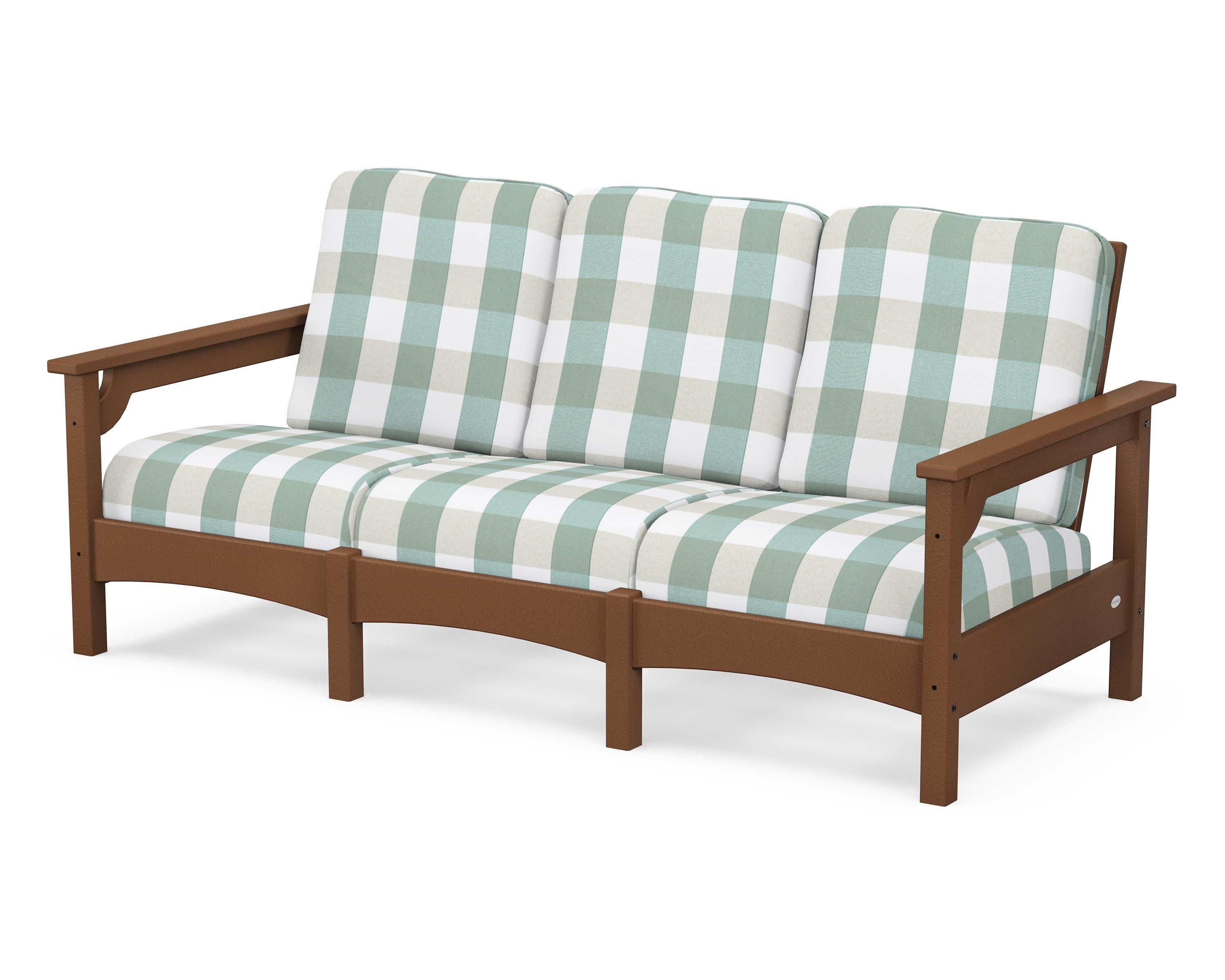 Club Sofa in Teak / Buffalo Plaid Glacier Spa