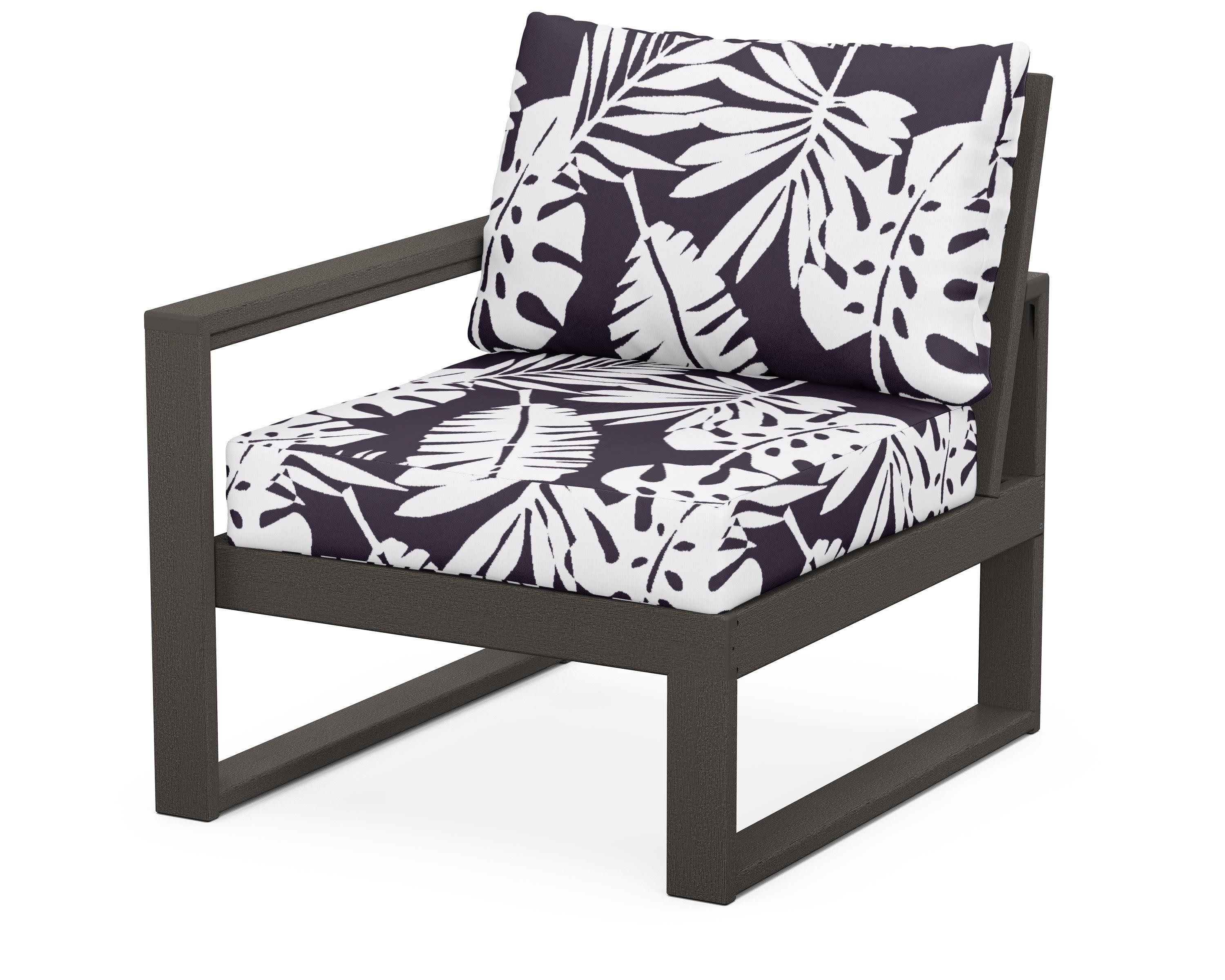 EDGE Modular Left Arm Chair in Vintage Coffee / Leaf Navy
