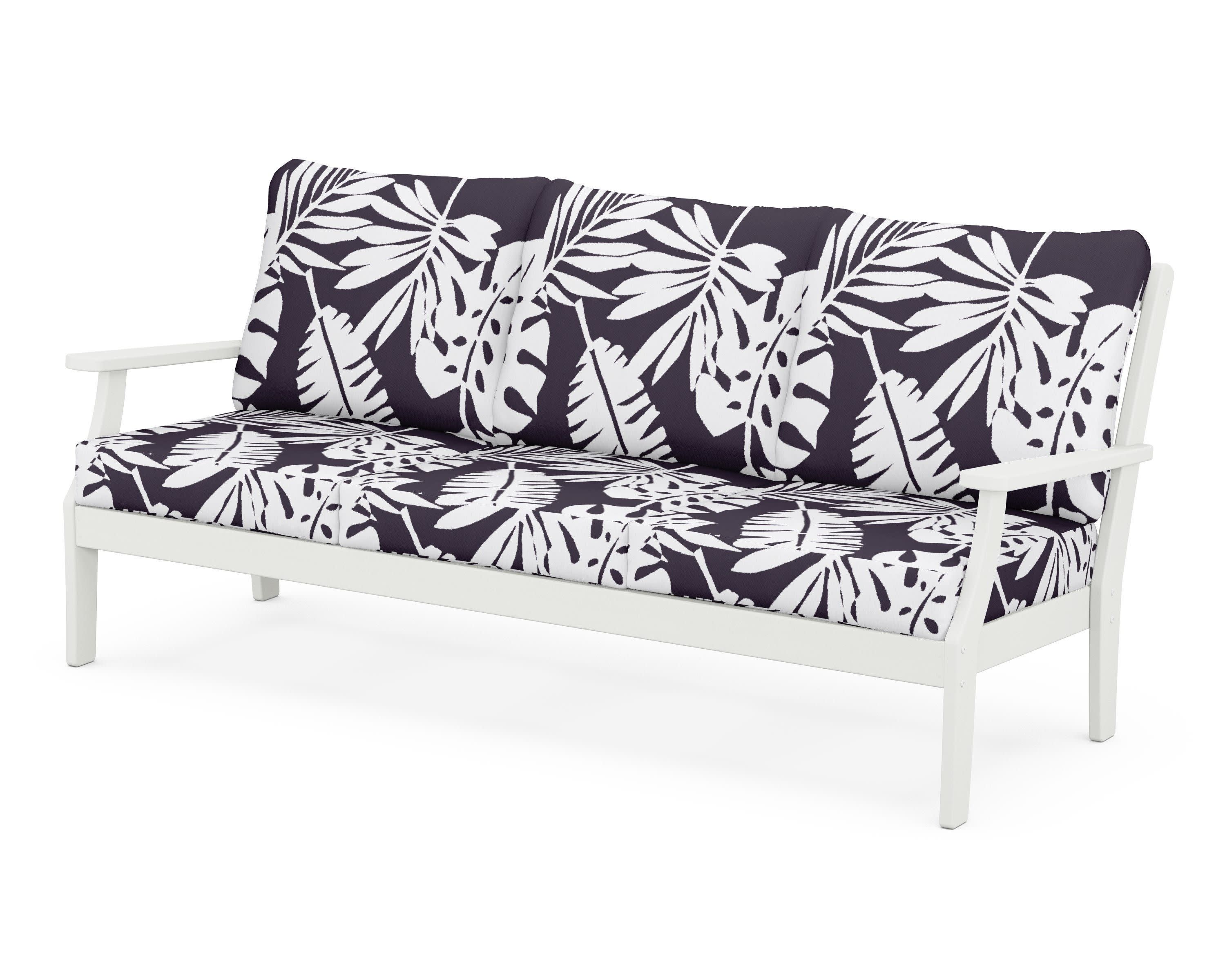 Braxton Deep Seating Sofa in Vintage White / Leaf Navy