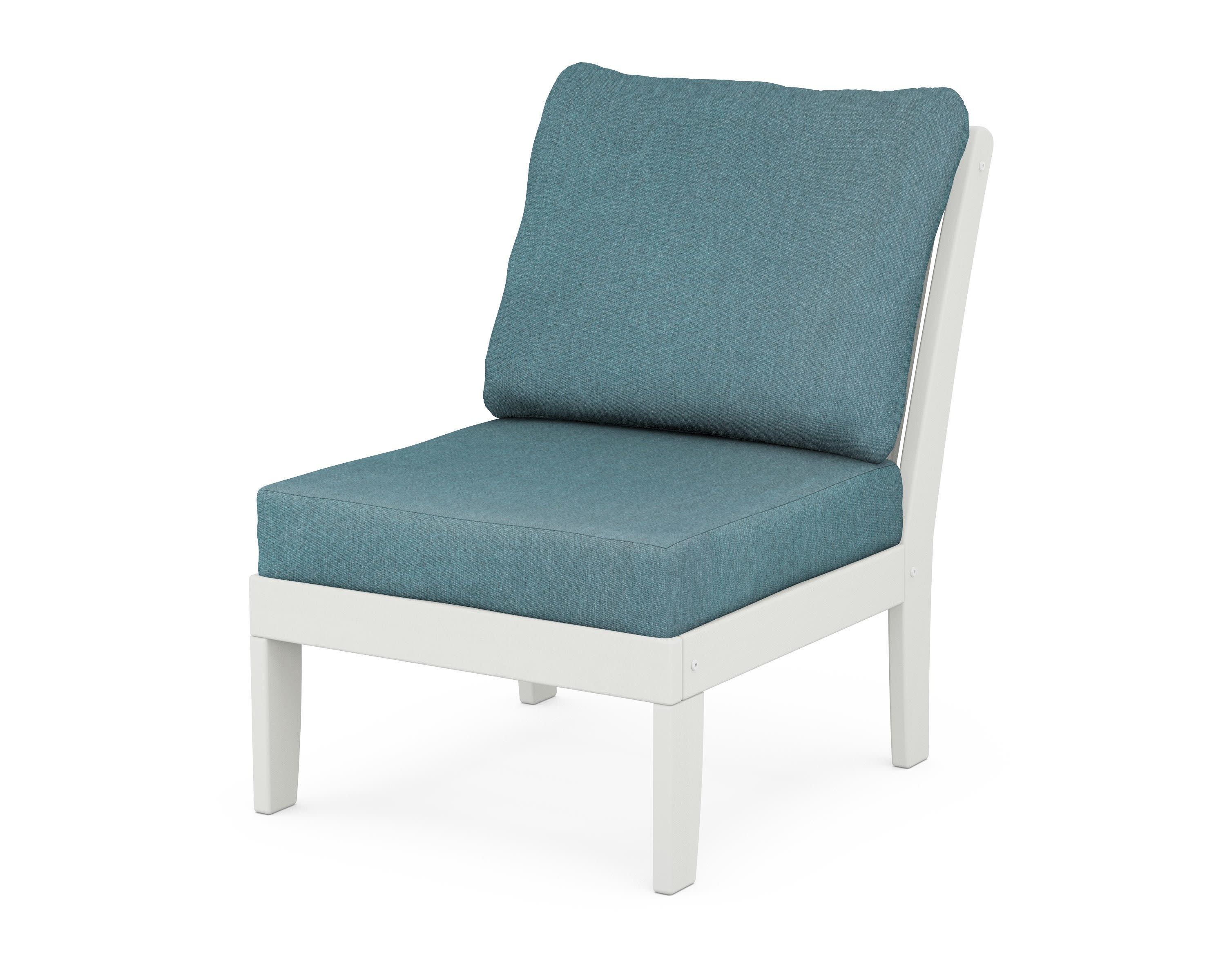 Braxton Modular Armless Chair in Vintage White / Ocean Teal