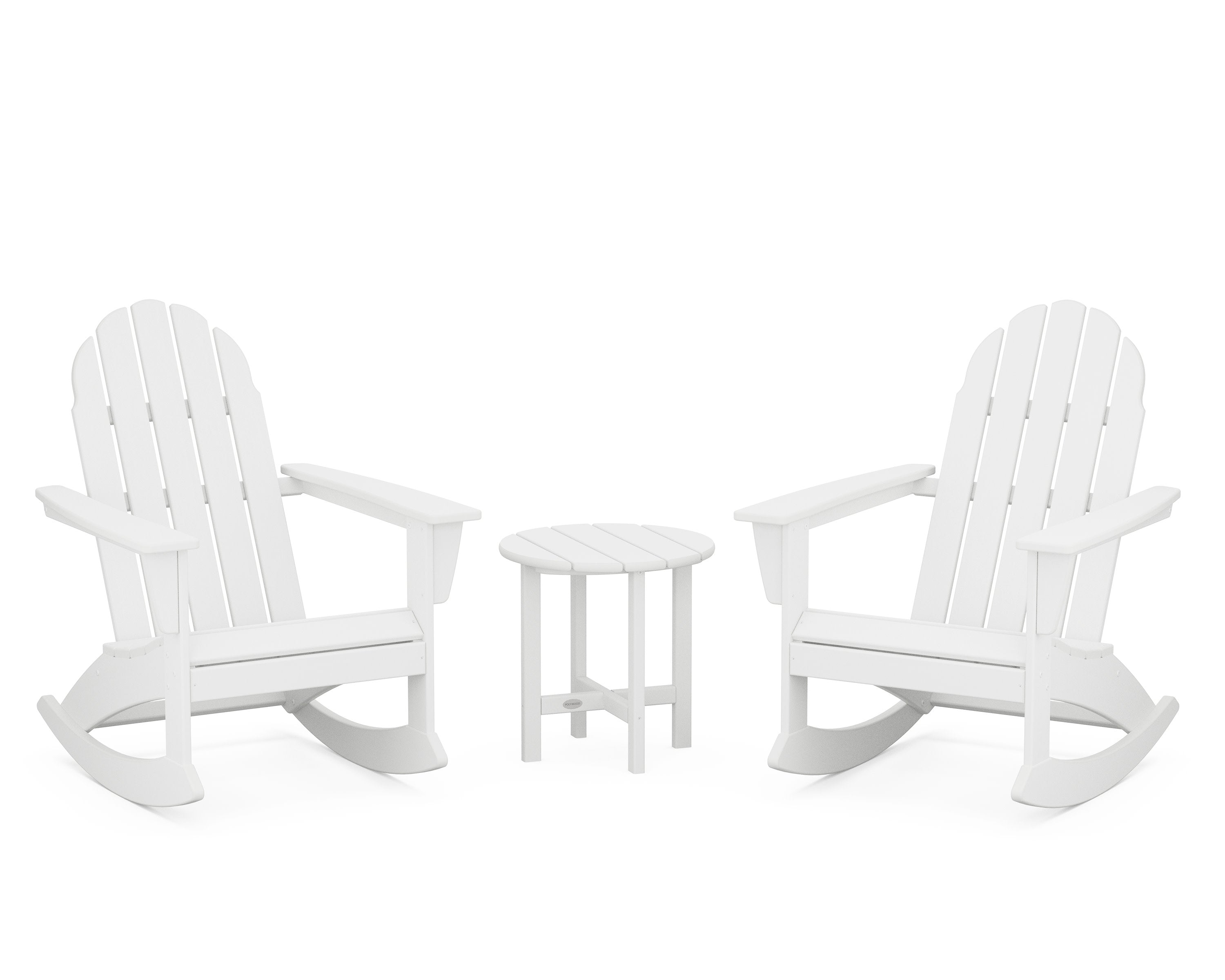 Vineyard 3-Piece Adirondack Rocking Chair Set in White