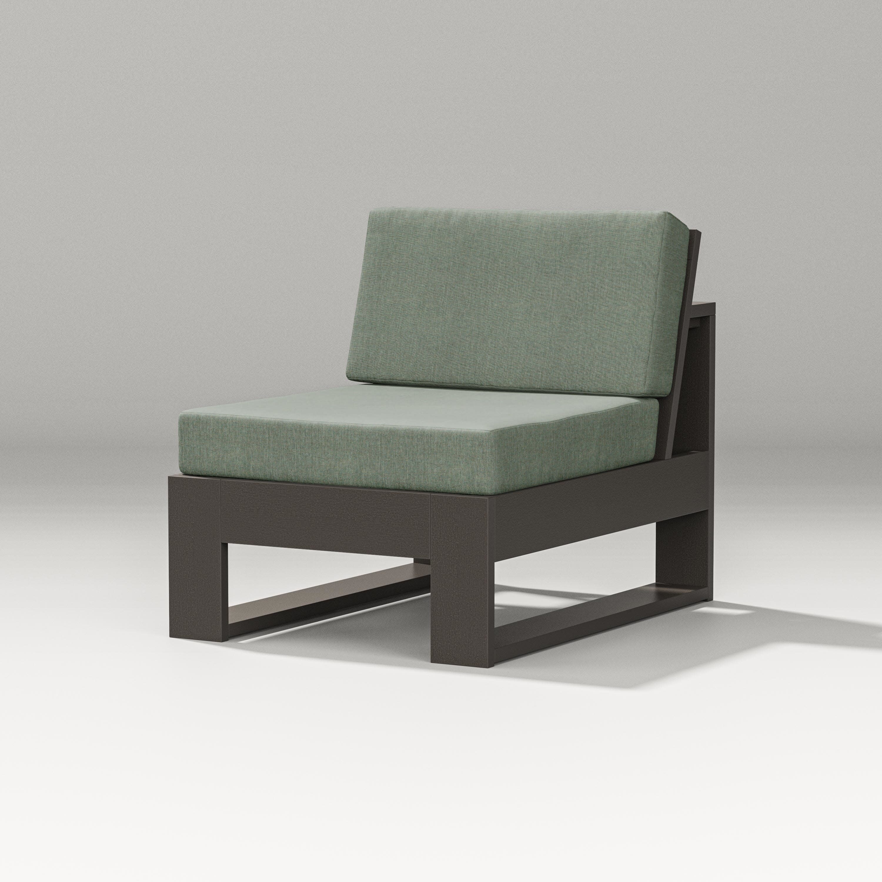 Latitude Modular Armless Chair in Vintage Coffee / Cast Sage