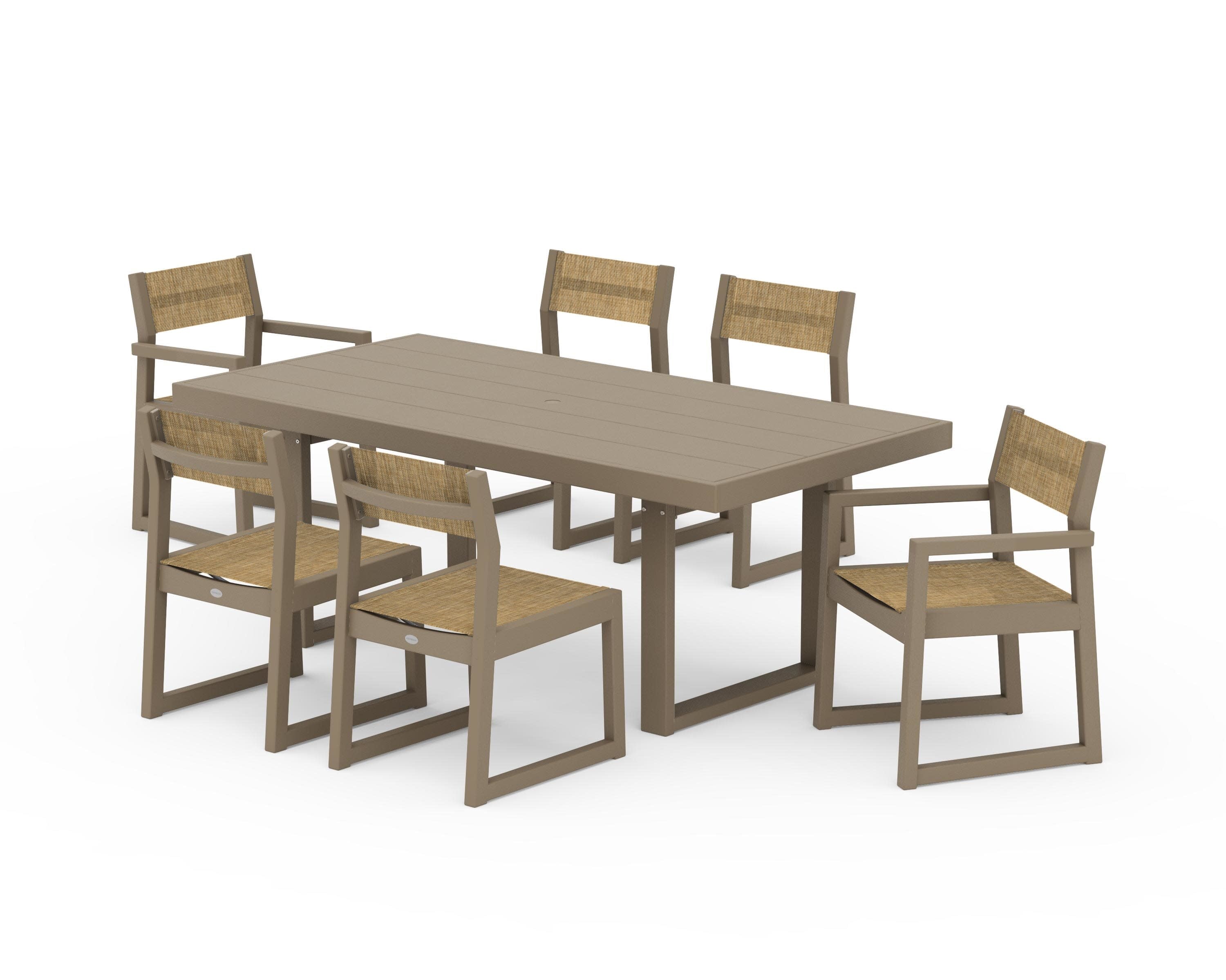 EDGE Sling 7-Piece Dining Set in Vintage Sahara / Burlap Sling