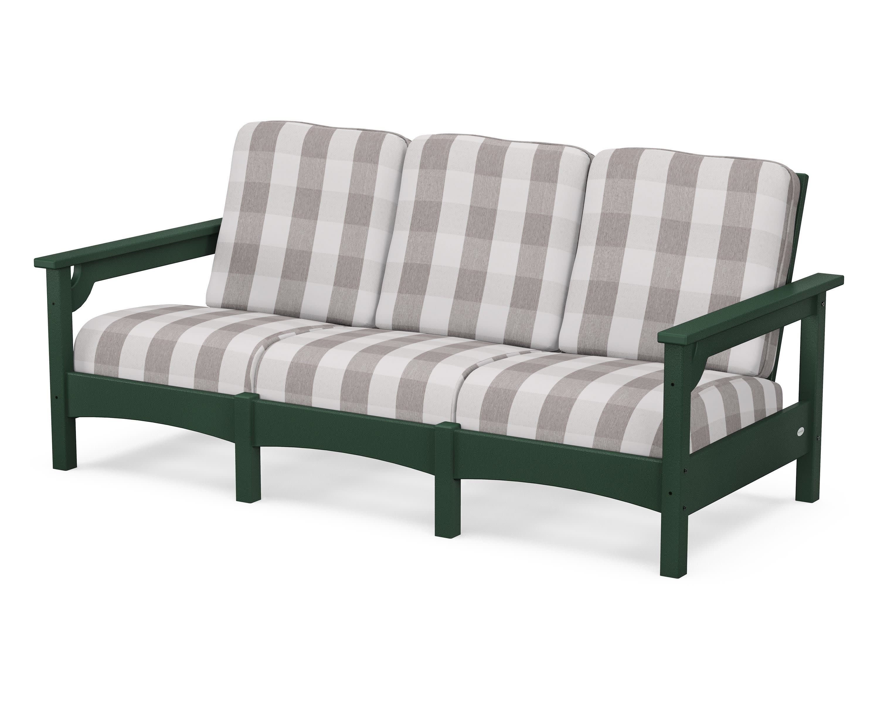 Club Sofa in Green / Buffalo Plaid Grey Mist