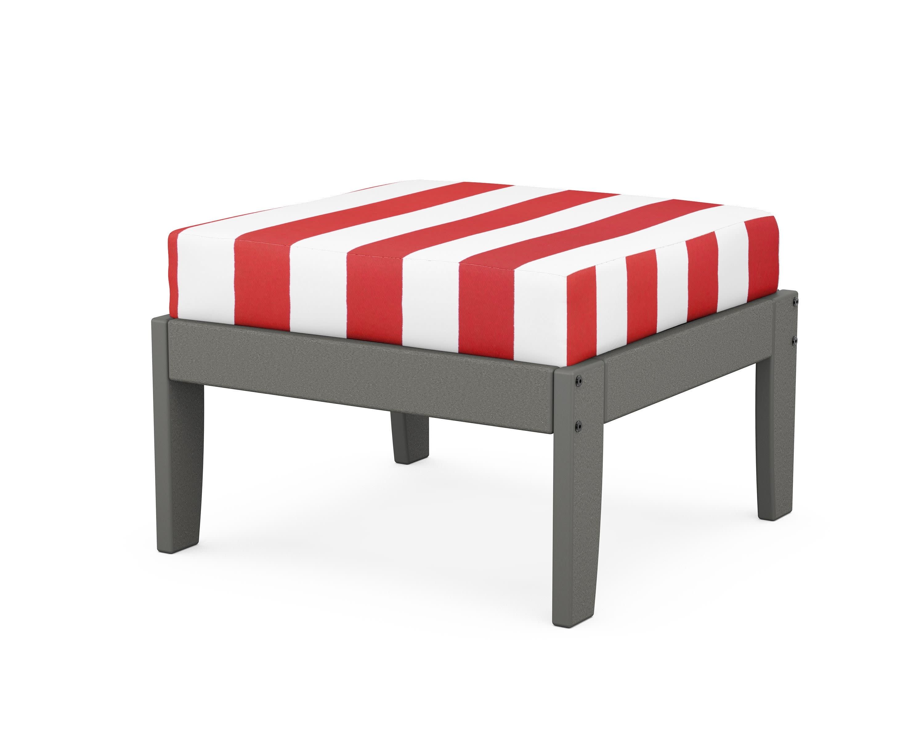Modular Ottoman - Classic in Slate Grey / Cabana Stripe Crimson