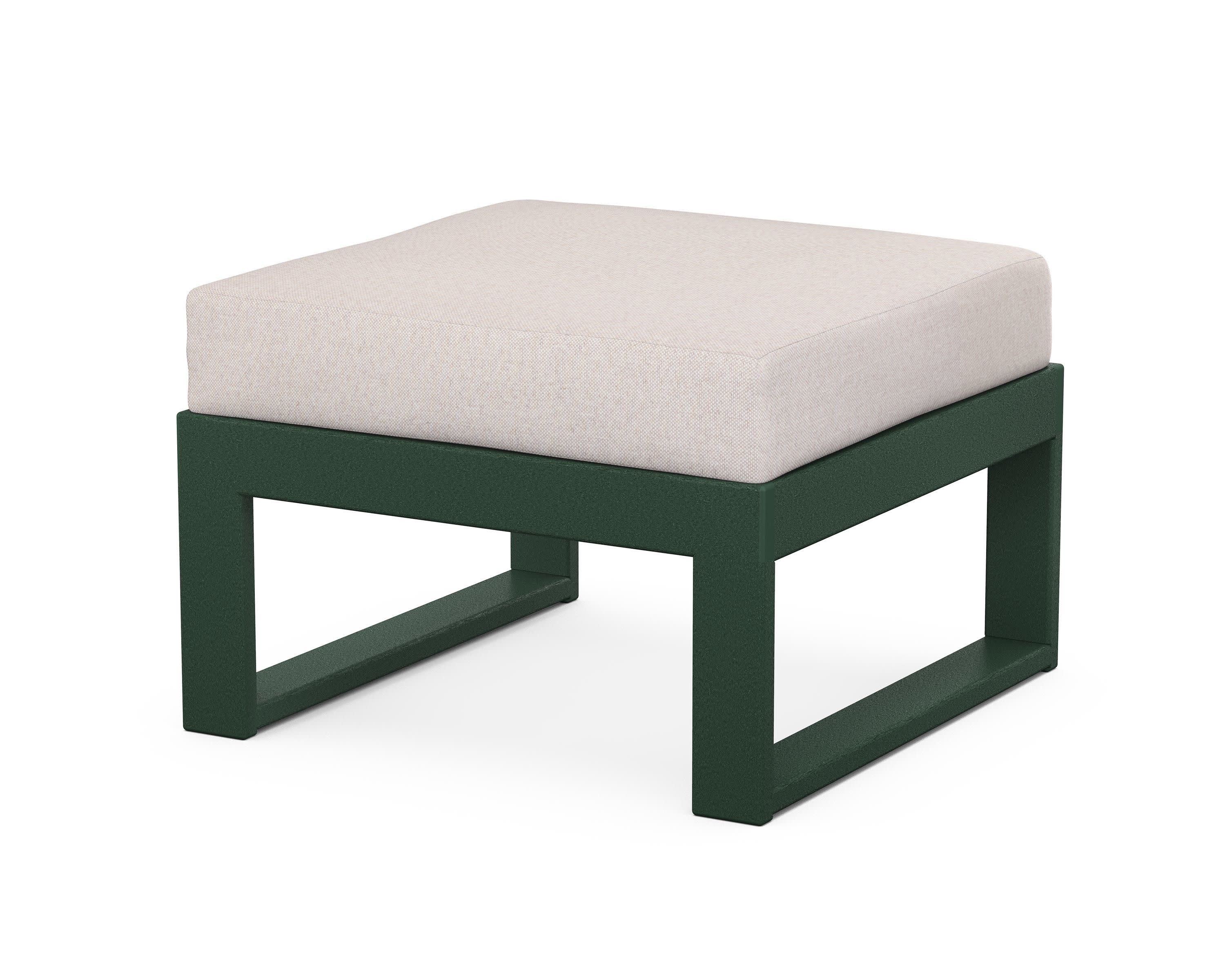 Modular Ottoman - Modern in Green / Dune Burlap