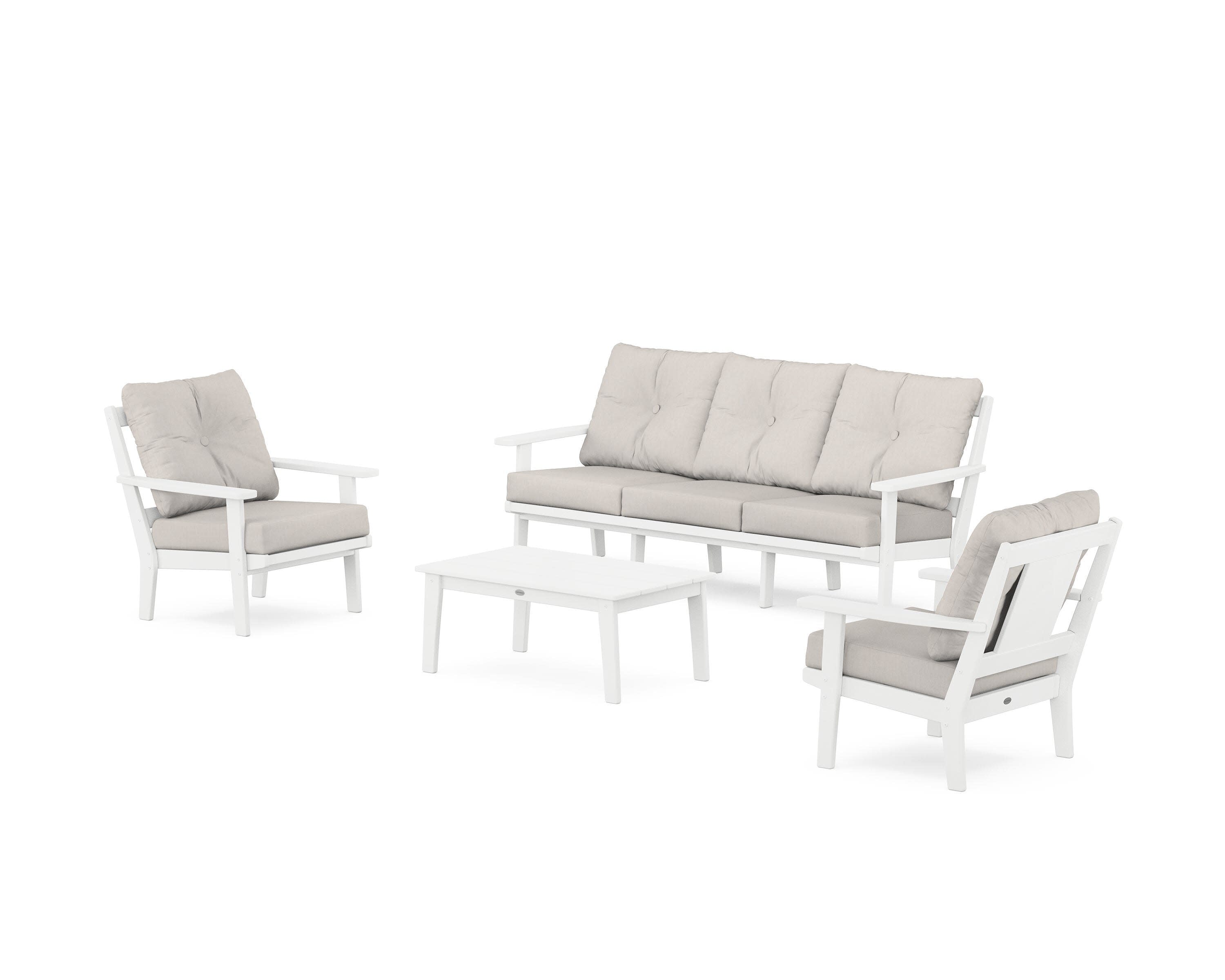 Prairie 4-Piece Deep Seating Set with Sofa in White / Cast Ash