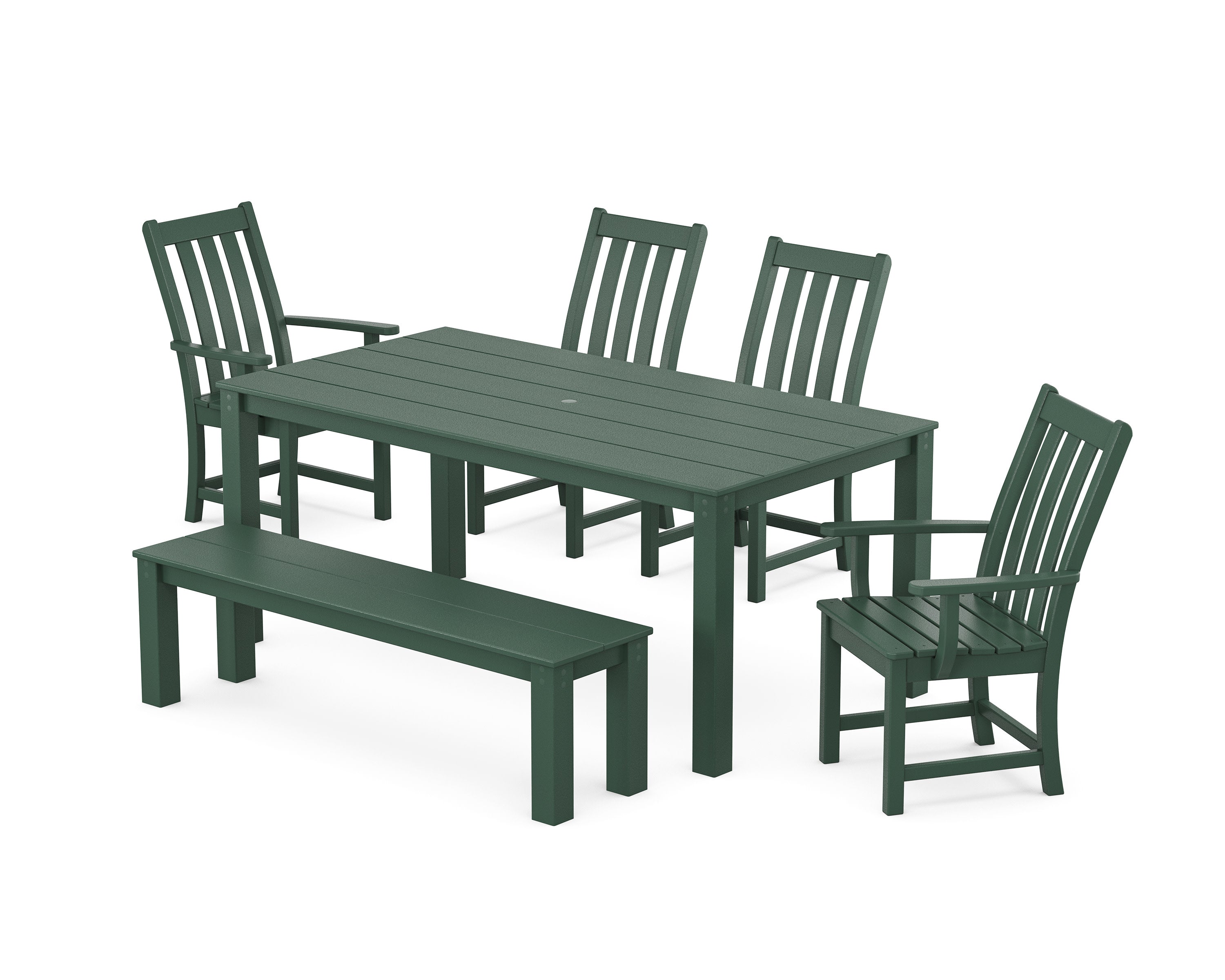 Vineyard 6-Piece Parsons Dining Set with Bench in Green