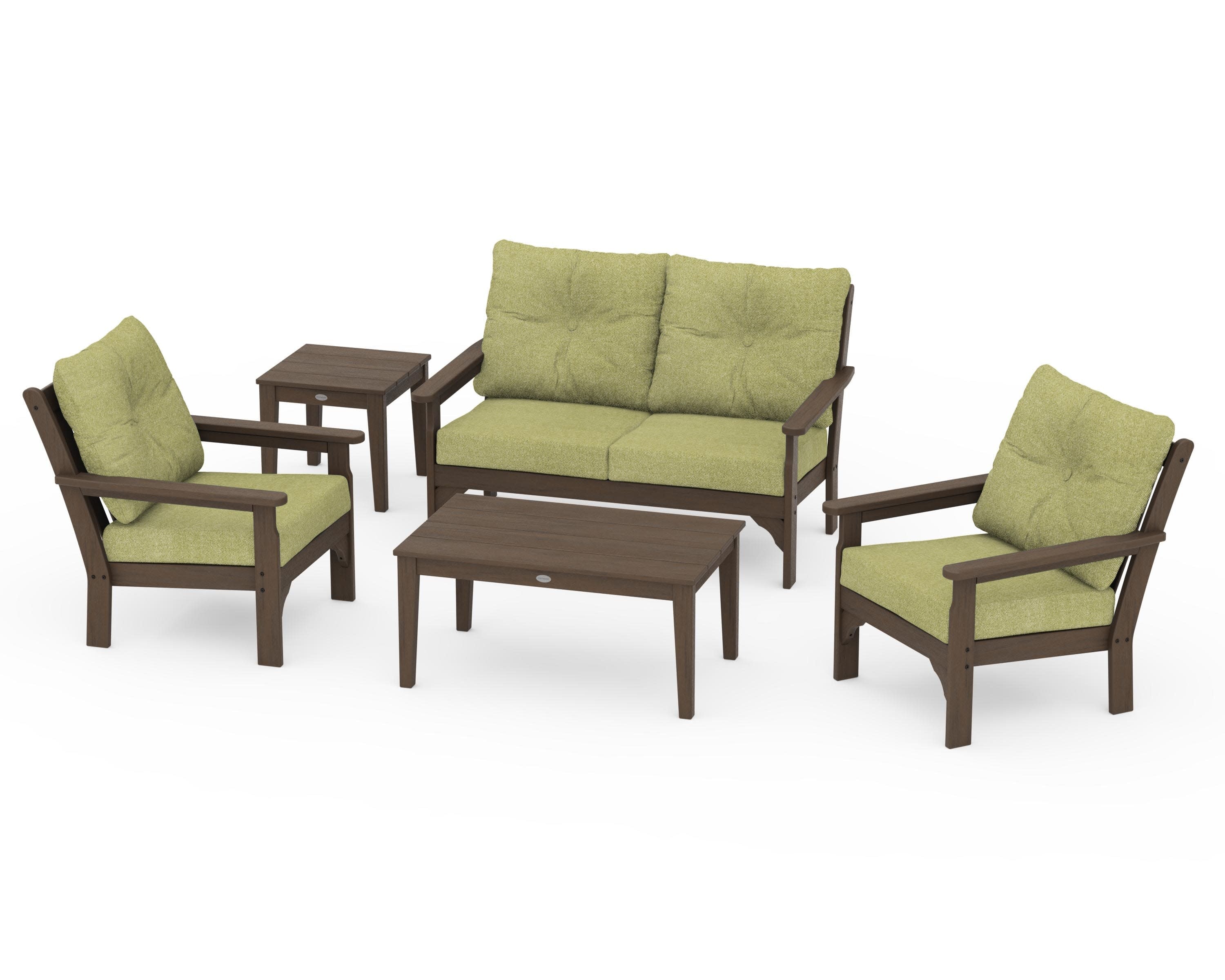 Vineyard 5-Piece Deep Seating Set in Kona / Chartreuse Boucle