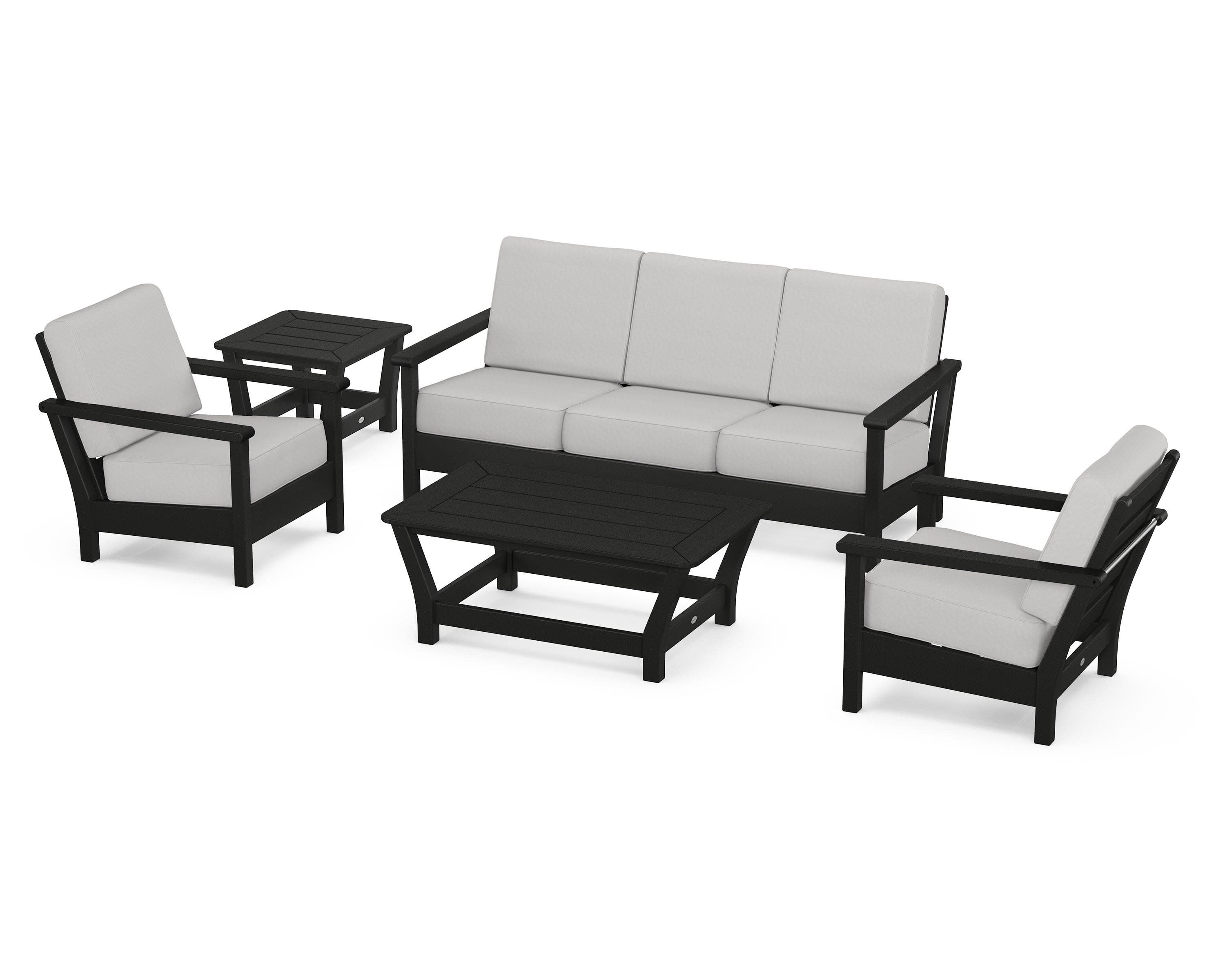 Harbour 5-Piece Deep Seating Set in Black / Diamond in the Rough