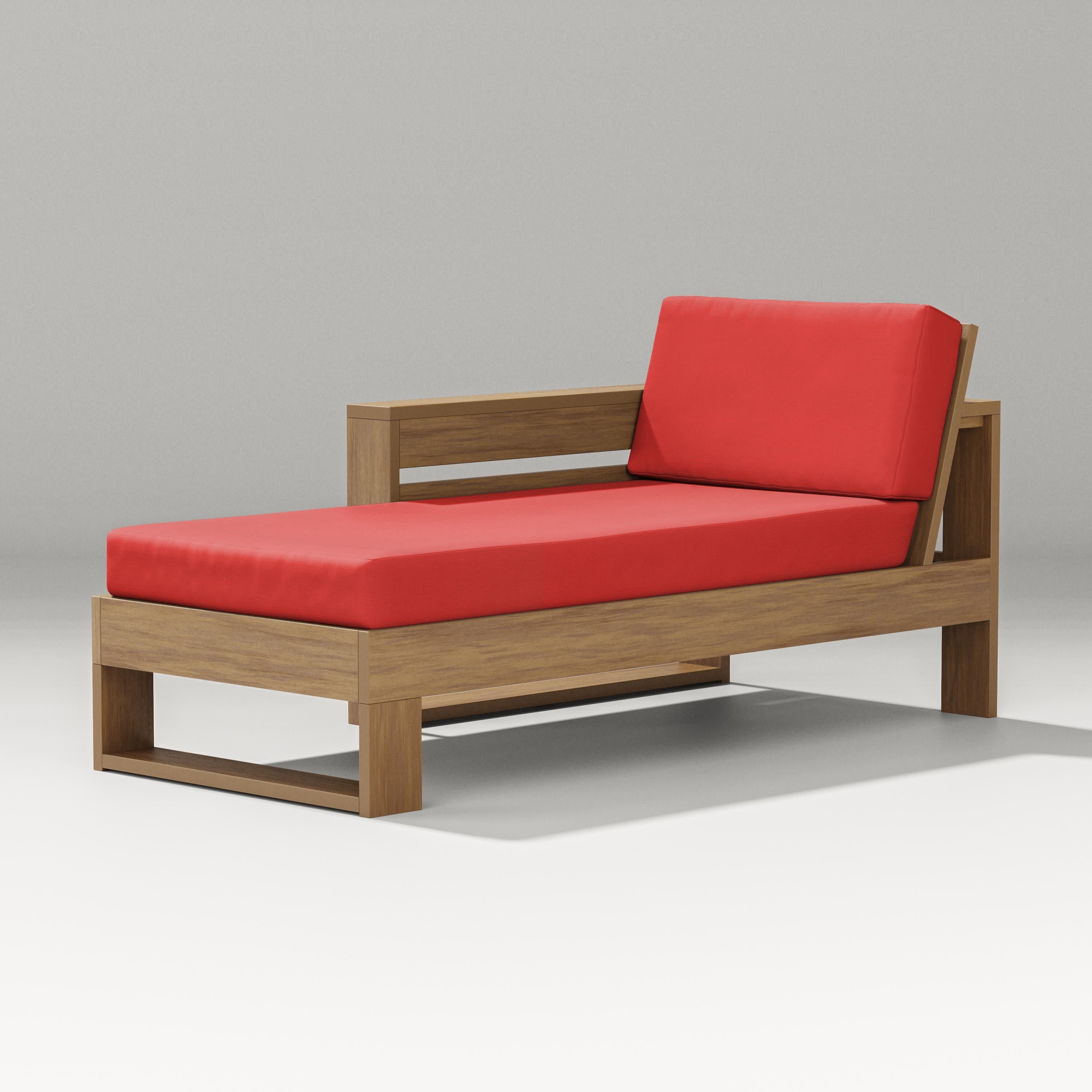 Latitude Modular Left Arm Chaise in Natural / Crimson Linen