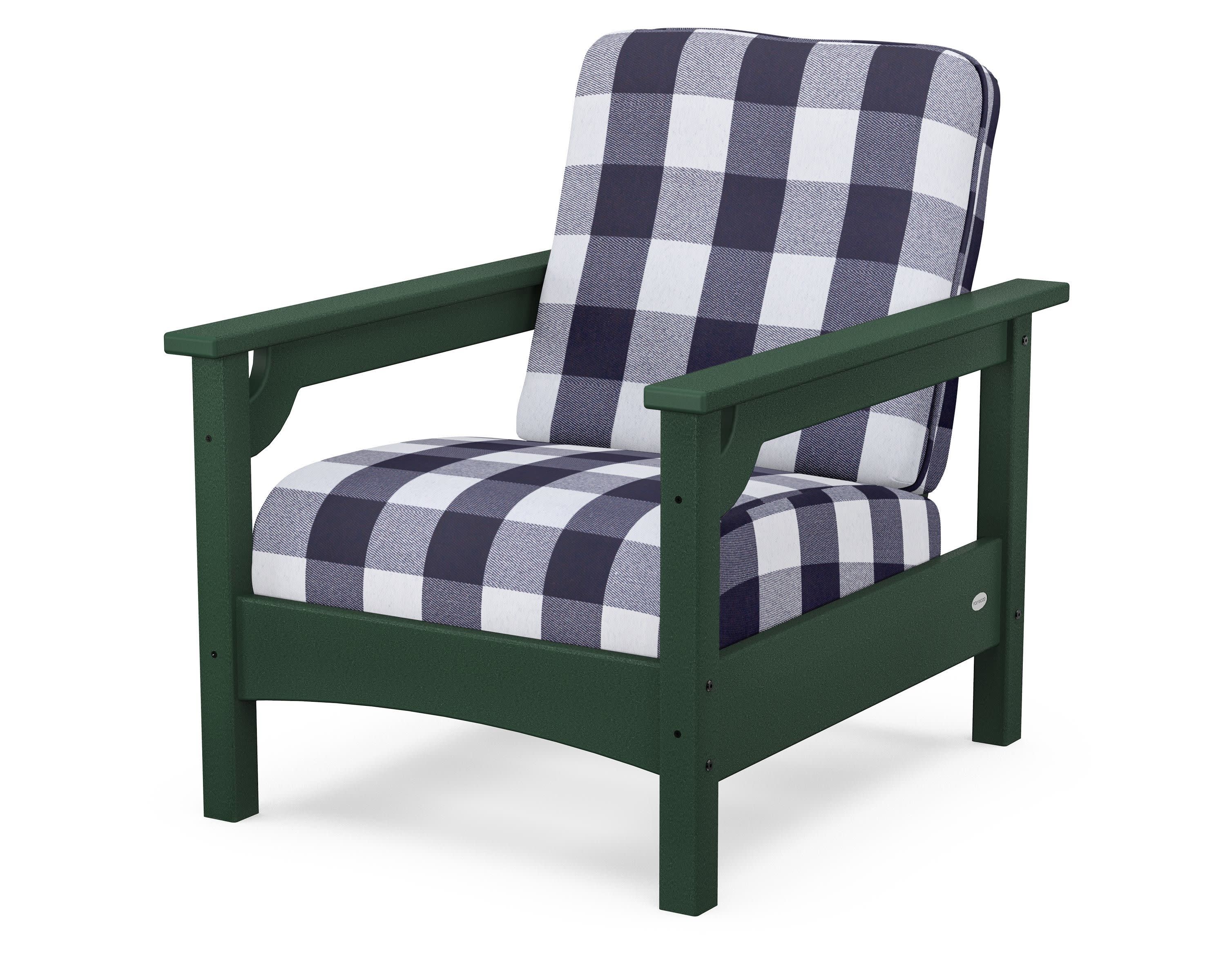 Club Chair in Green / Buffalo Plaid Navy