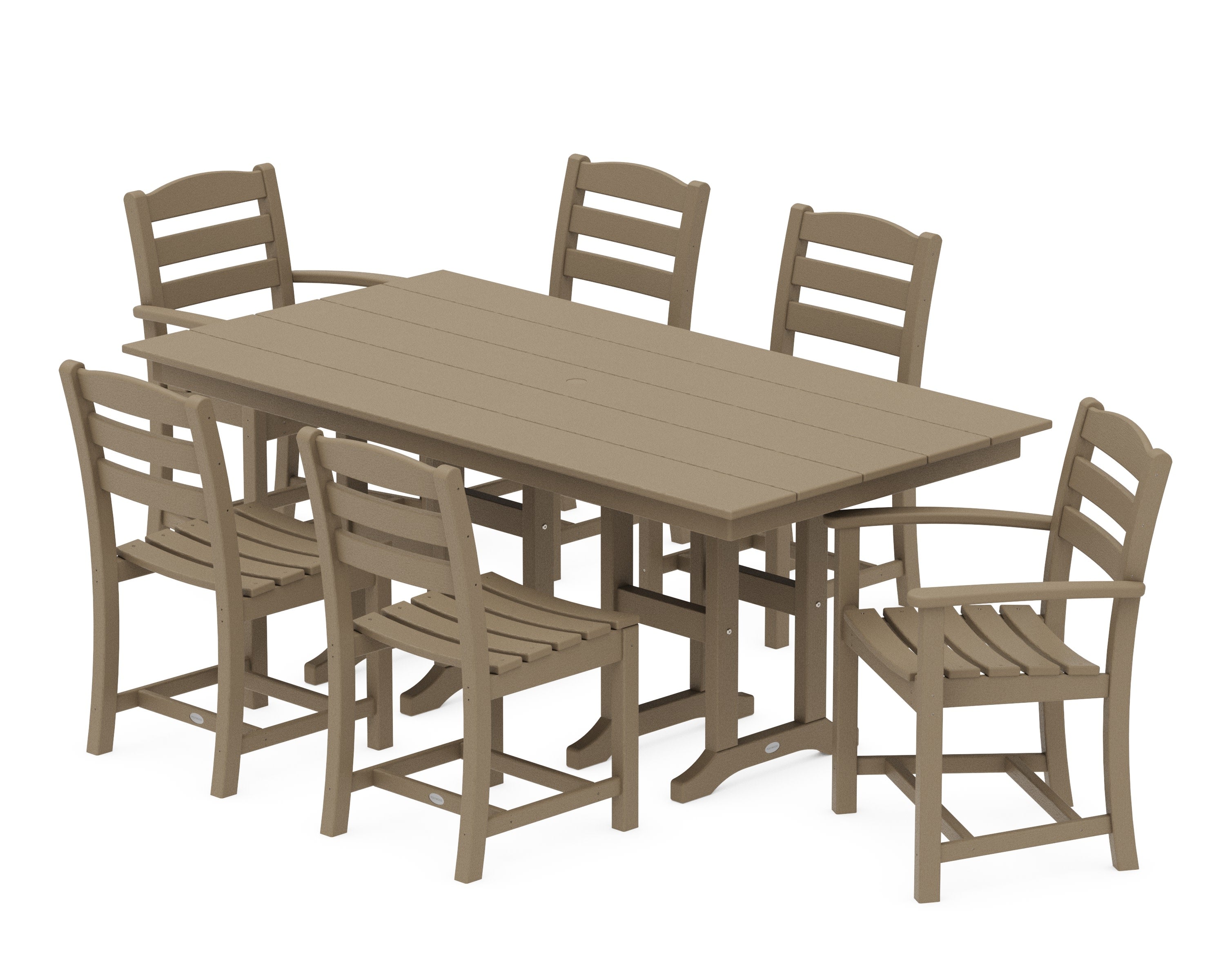 La Casa Caf 7-Piece Farmhouse Dining Set in Vintage Sahara
