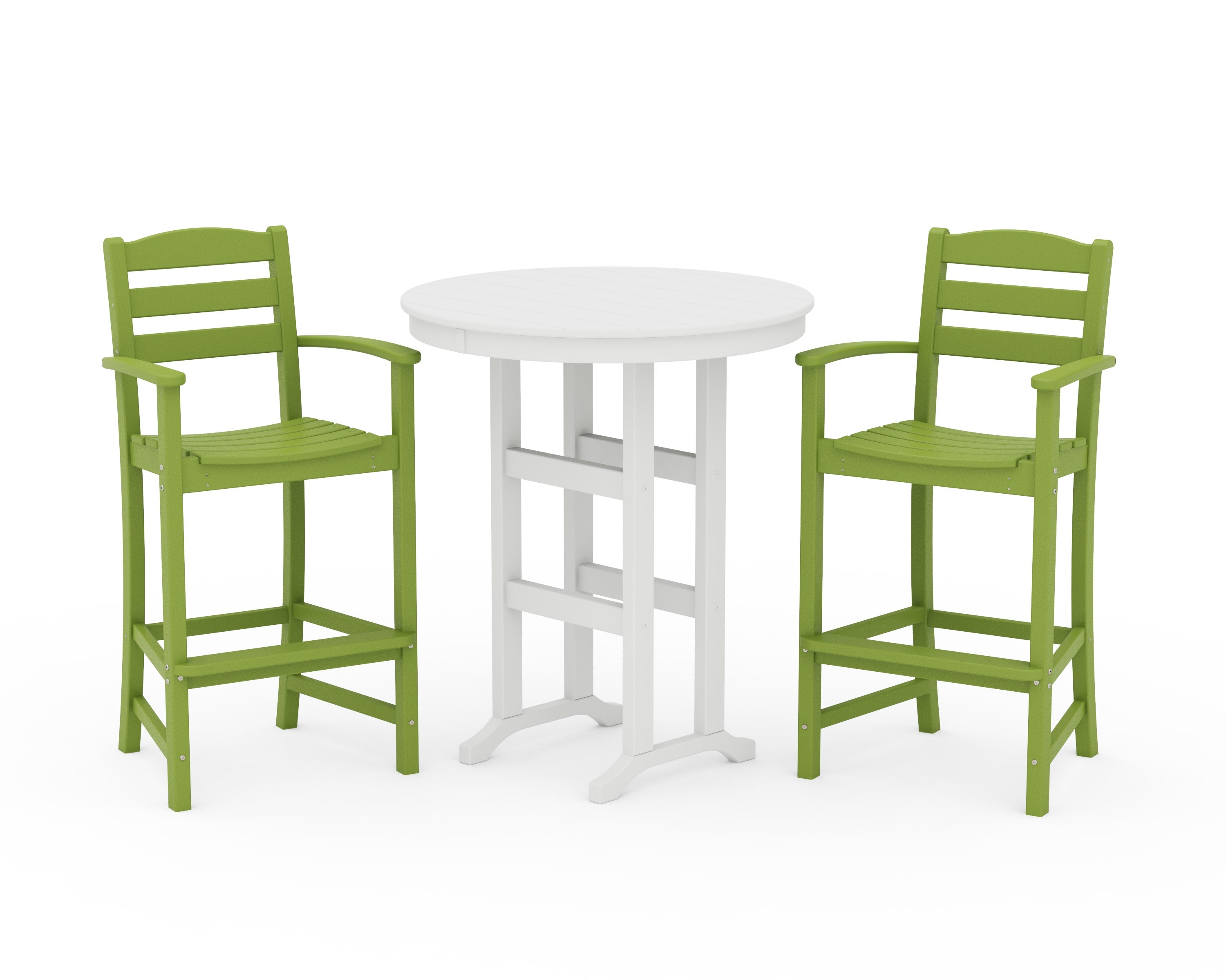 La Casa Caf 3-Piece Round Farmhouse Bar Set in Lime / White